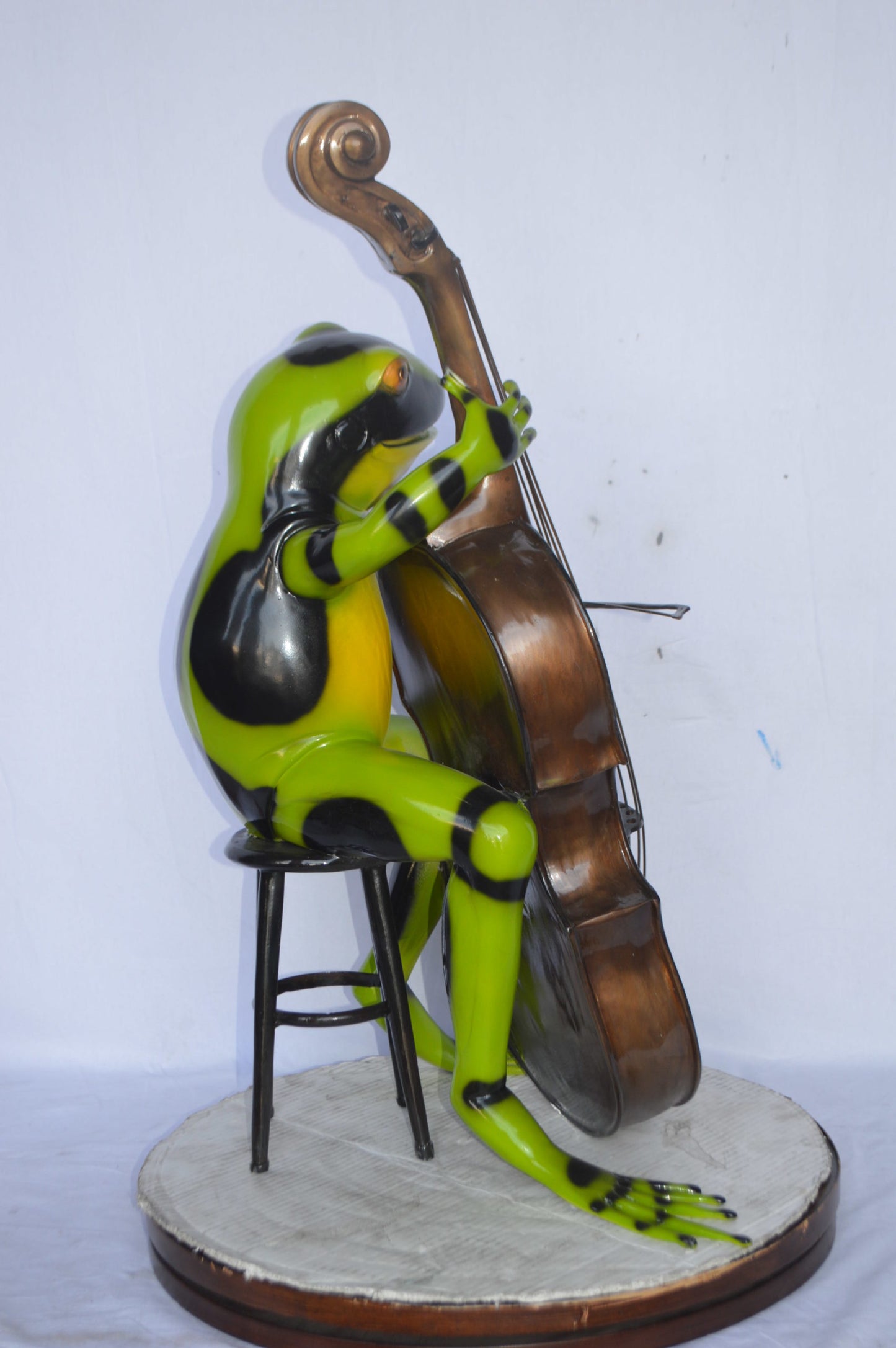 Green Frog Playing the Cello Bronze Statue - Size: 26"L x 18"W x 25"H.