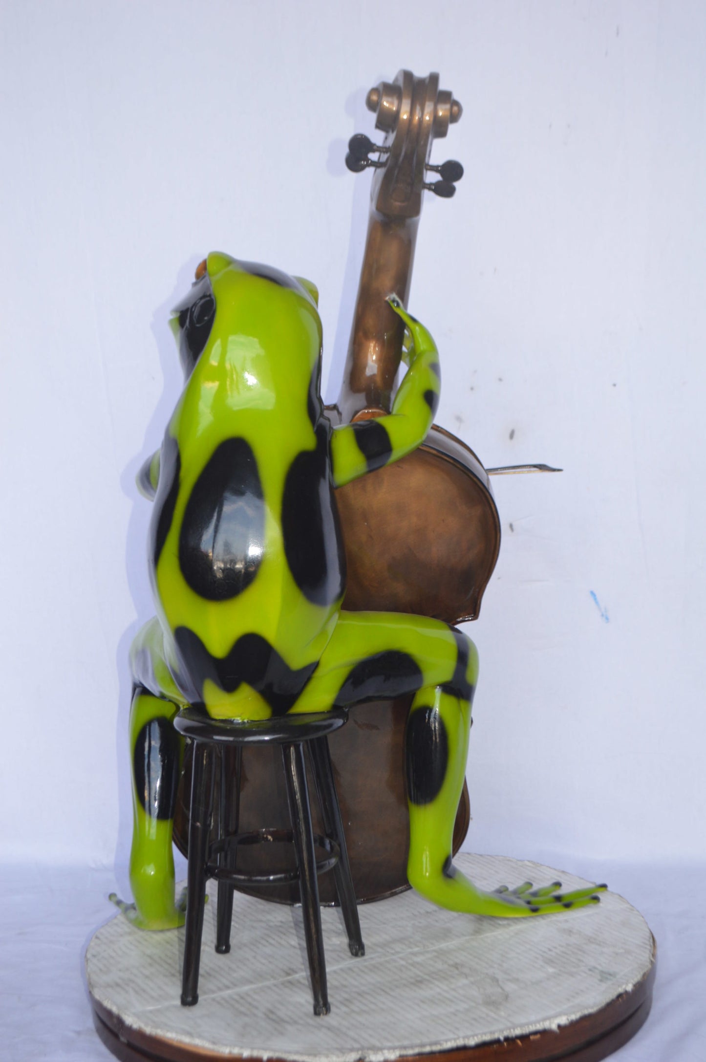 Green Frog Playing the Cello Bronze Statue - Size: 26"L x 18"W x 25"H.