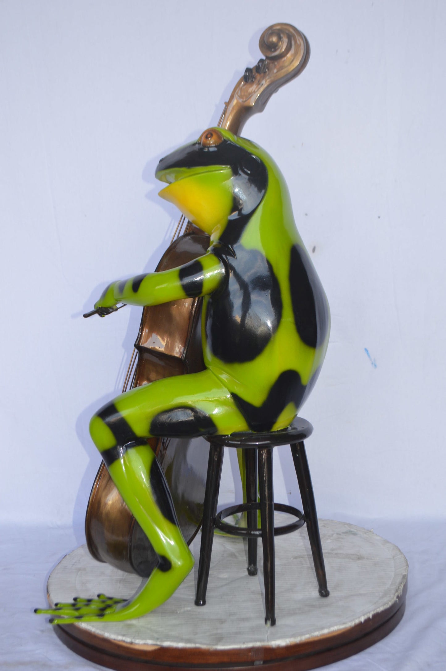 Green Frog Playing the Cello Bronze Statue - Size: 26"L x 18"W x 25"H.