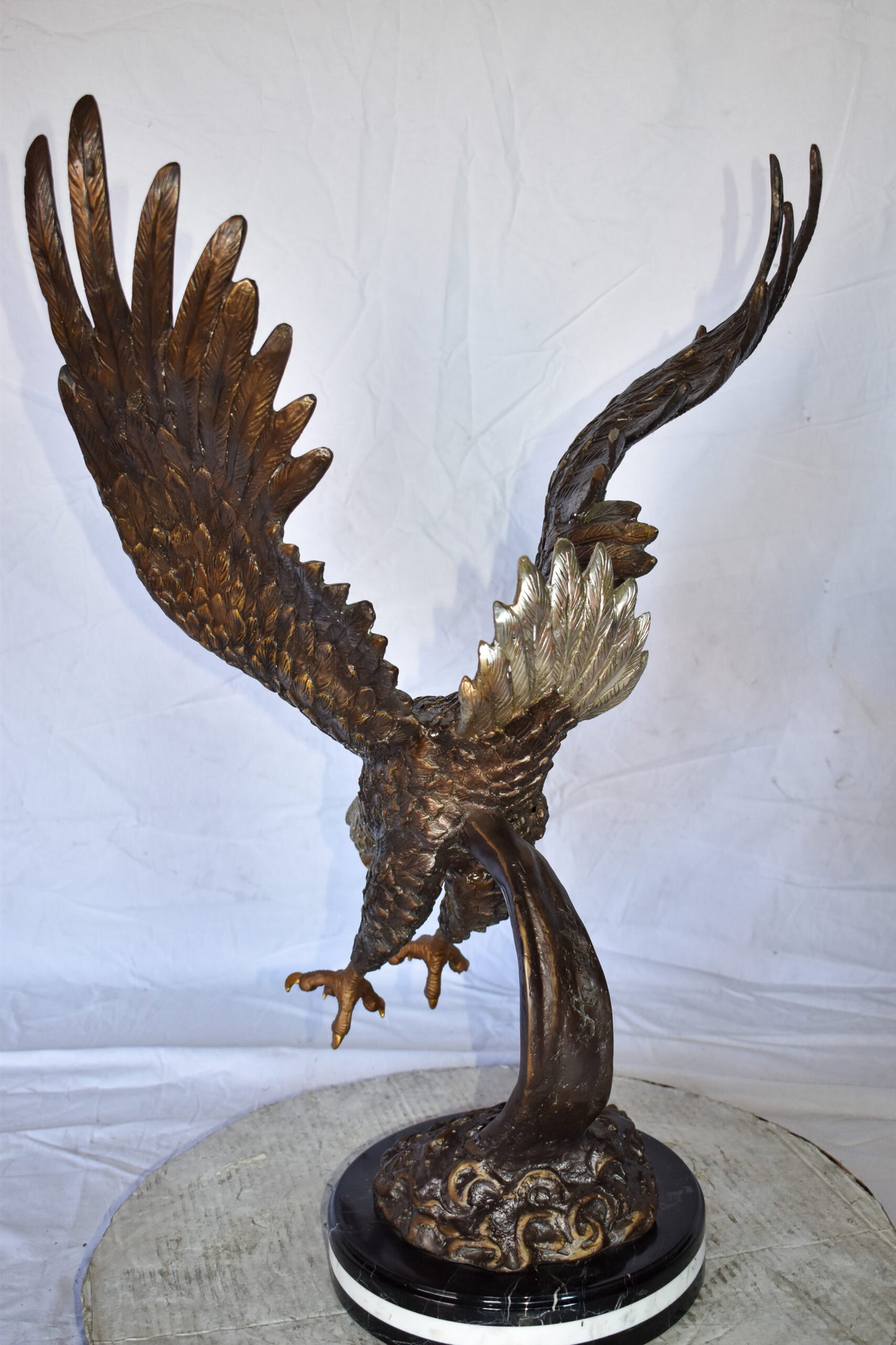 Eagle In Action Diving for His Prey Bronze Statue Size: 21" x 13" x 32"H