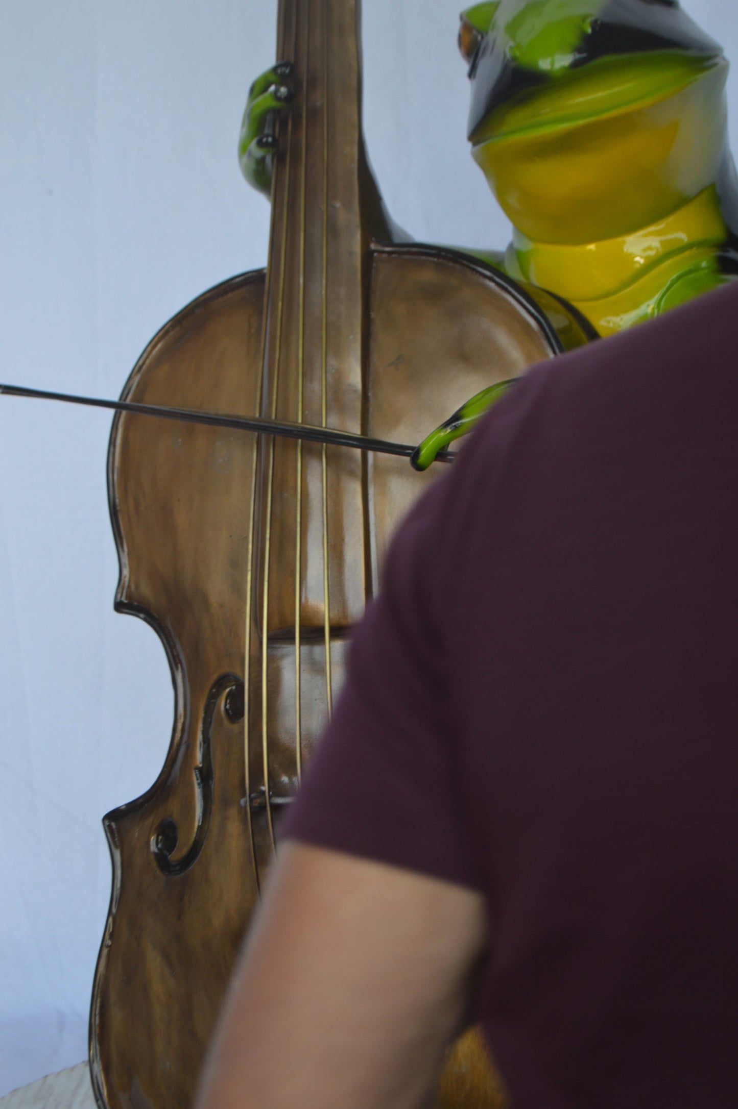 Green Frog Playing the Cello Bronze Statue - Size: 26"L x 18"W x 25"H.