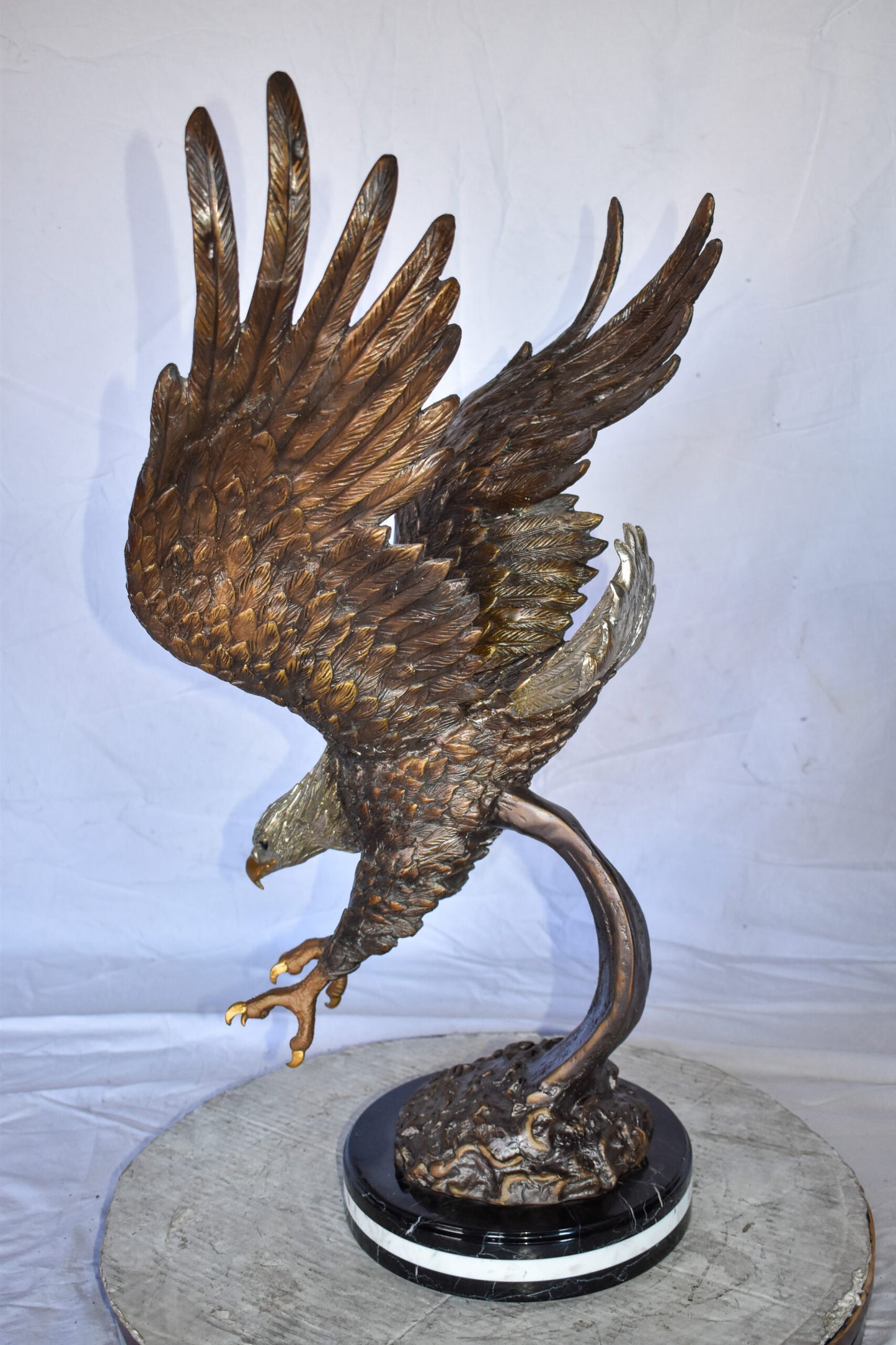 Eagle In Action Diving for His Prey Bronze Statue Size: 21" x 13" x 32"H