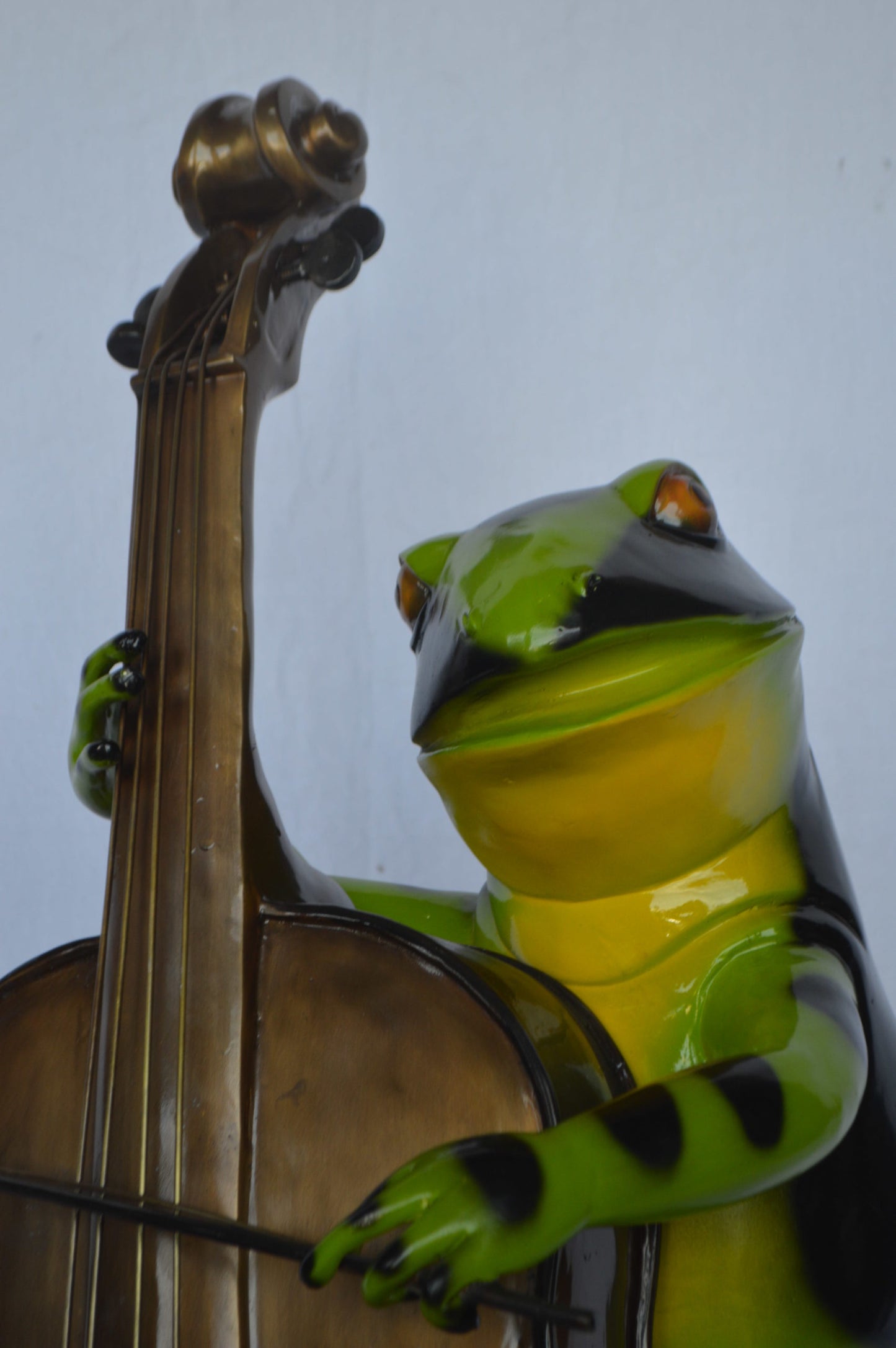 Green Frog Playing the Cello Bronze Statue - Size: 26"L x 18"W x 25"H.