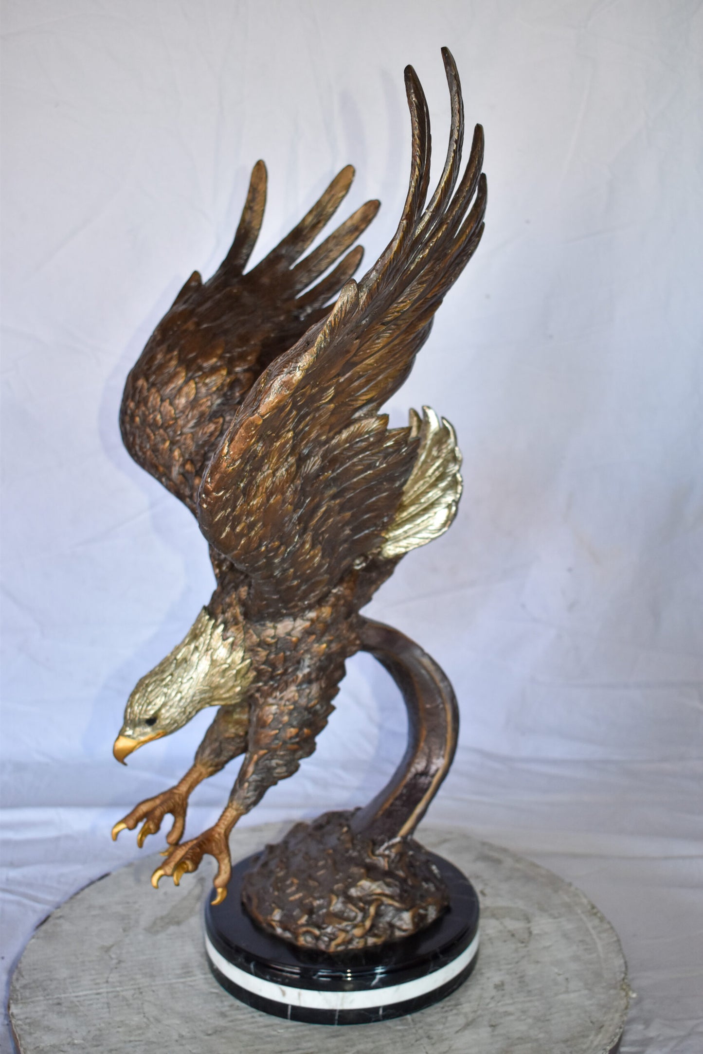 Eagle In Action Diving for His Prey Bronze Statue Size: 21" x 13" x 32"H