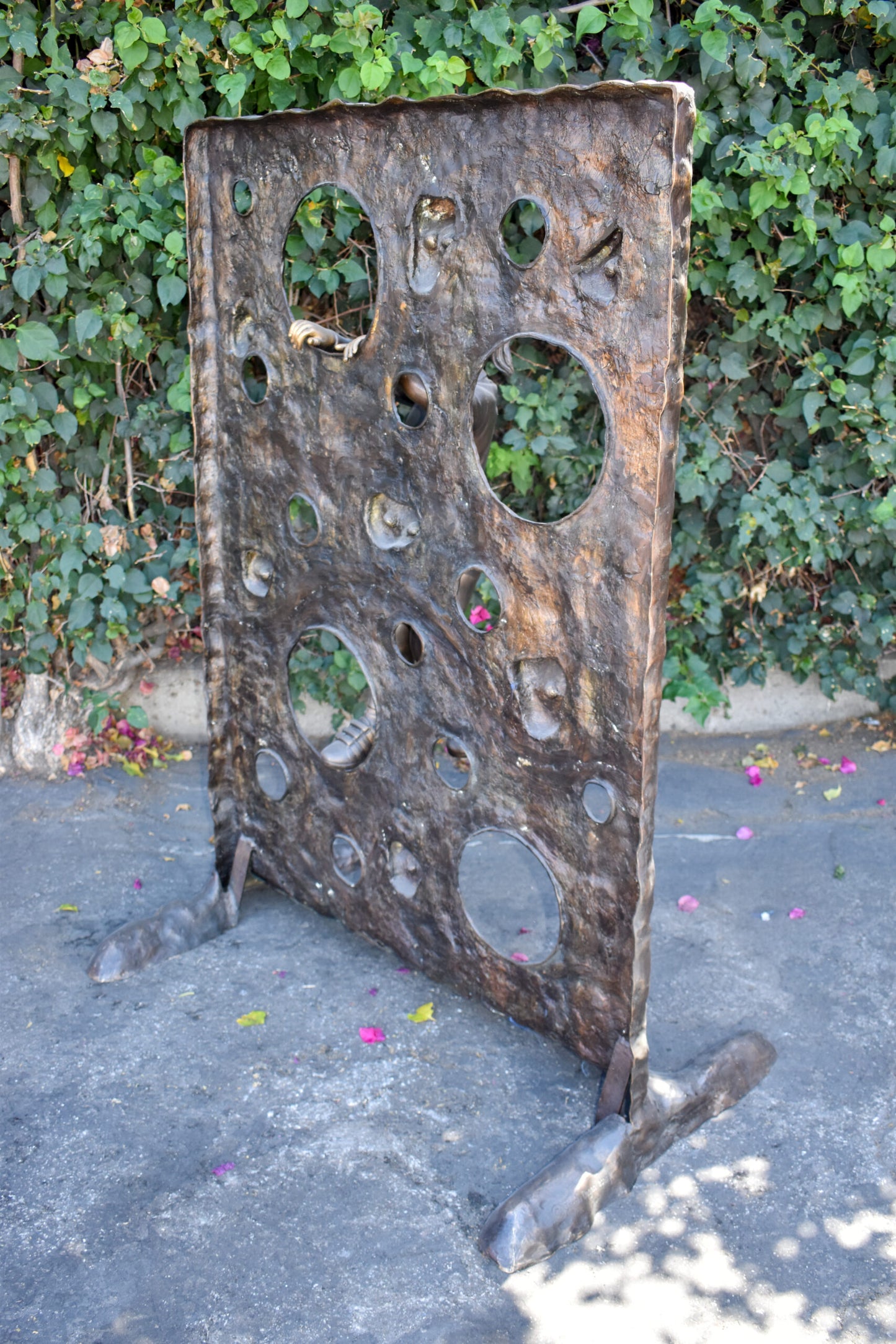 Young Girl Playing on A Climbing Wall Bronze Statue Life Size 44" x 26" x 57"H