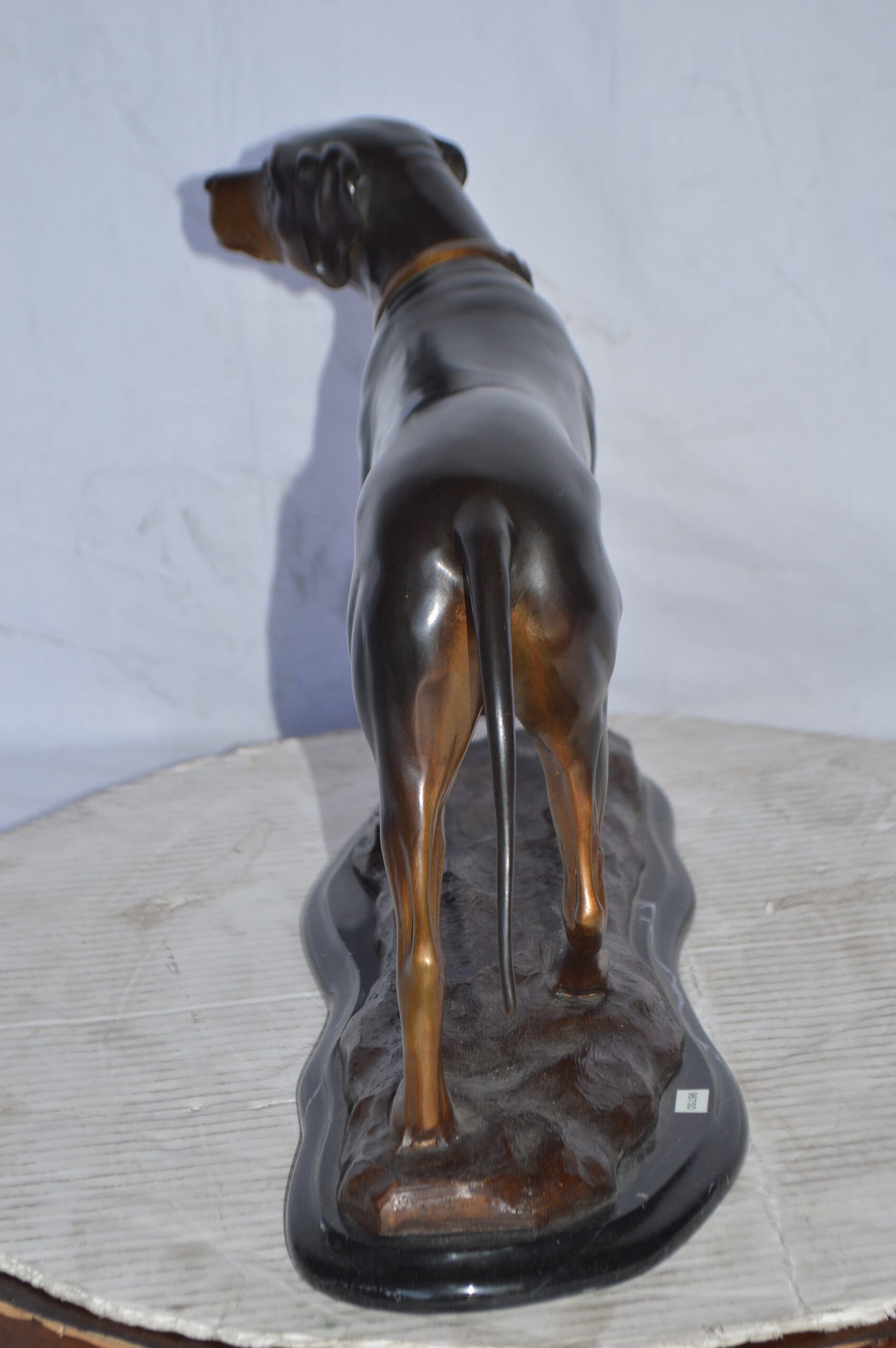 Black Labrador Bronze Statue Mounted on A Marble - Size: 20"L x 8"W x 14"H.