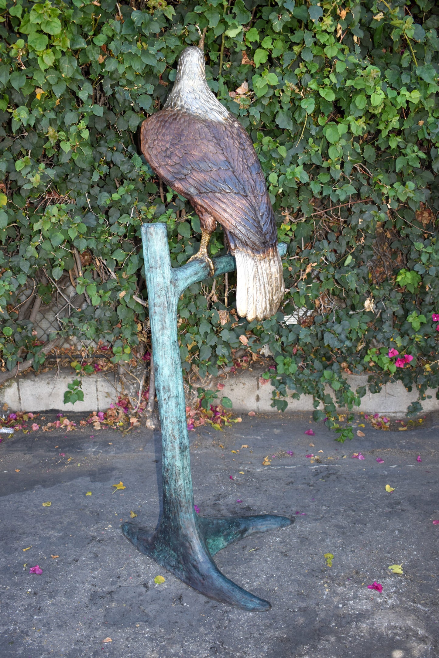 Very Detailed Eagle Standing on A Tree Branch Bronze Statue 24" x 28" x 66"H