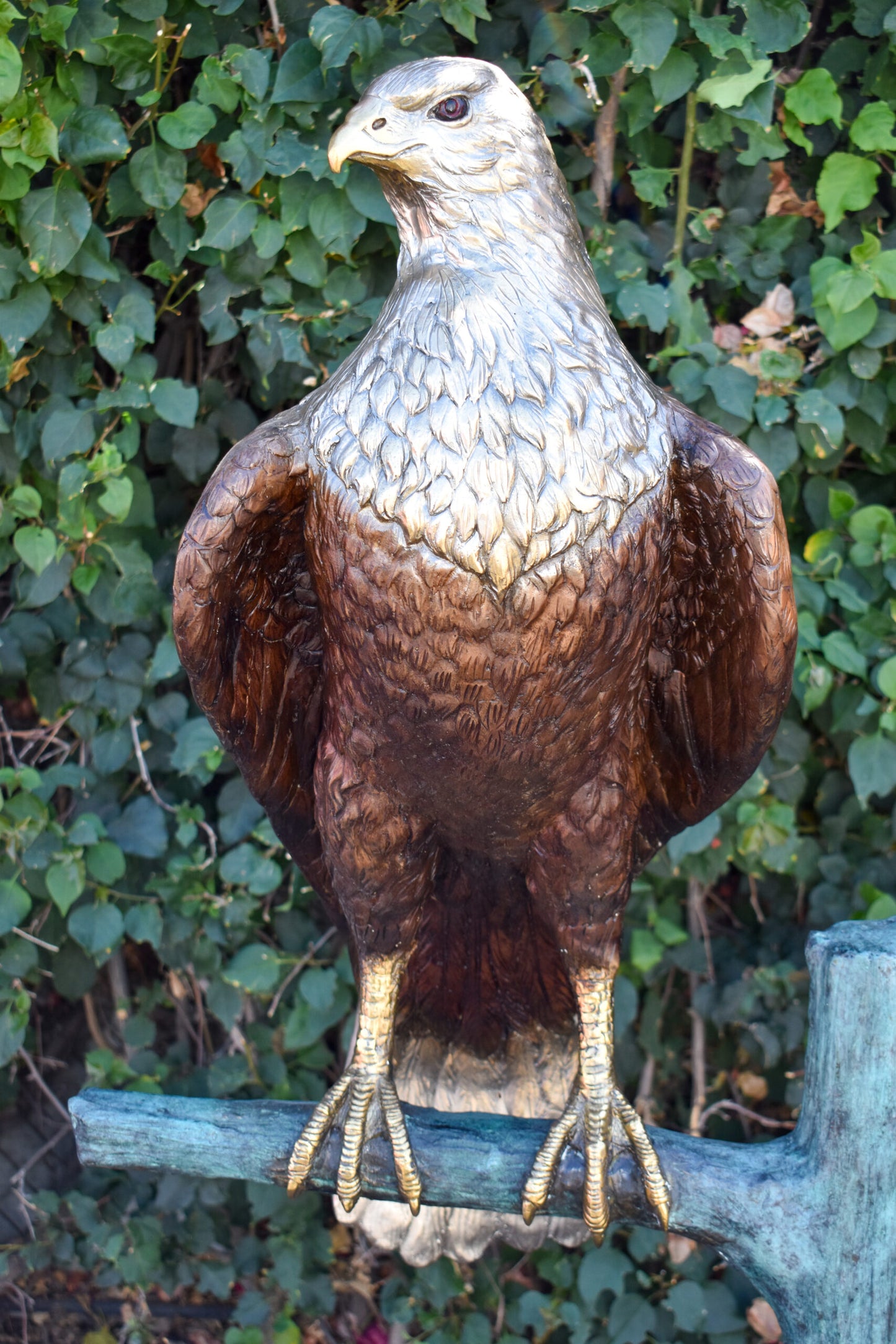 Very Detailed Eagle Standing on A Tree Branch Bronze Statue 24" x 28" x 66"H
