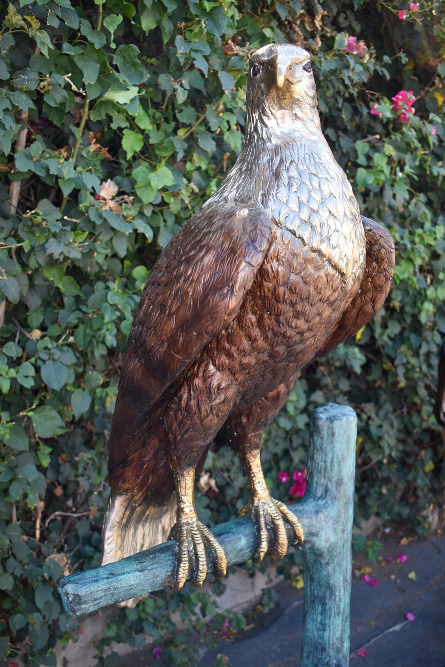 Very Detailed Eagle Standing on A Tree Branch Bronze Statue 24" x 28" x 66"H