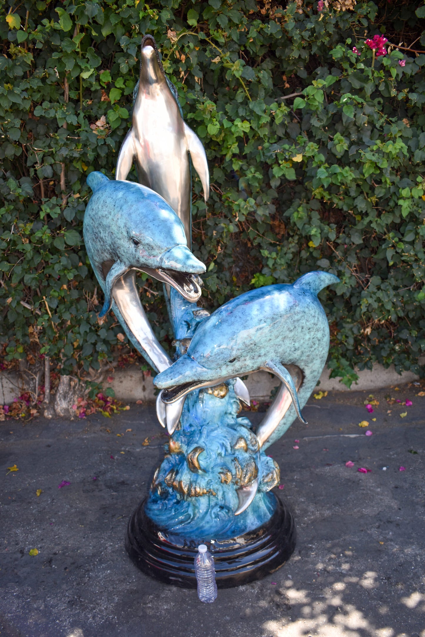 Pod Of Three Playful Dolphins on Waves Bronze Statue Fountain 40" x 30" x 74"H