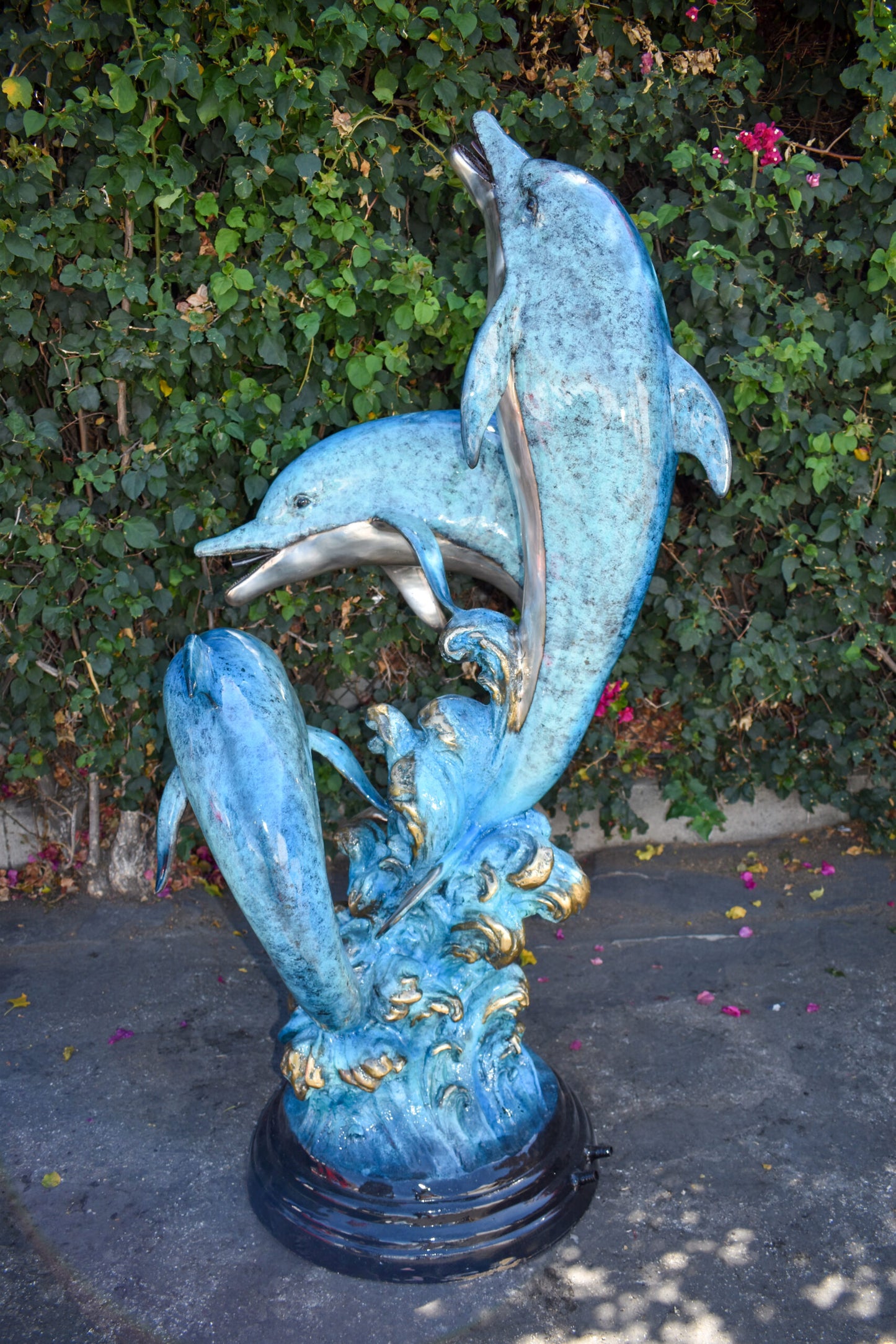 Pod Of Three Playful Dolphins on Waves Bronze Statue Fountain 40" x 30" x 74"H