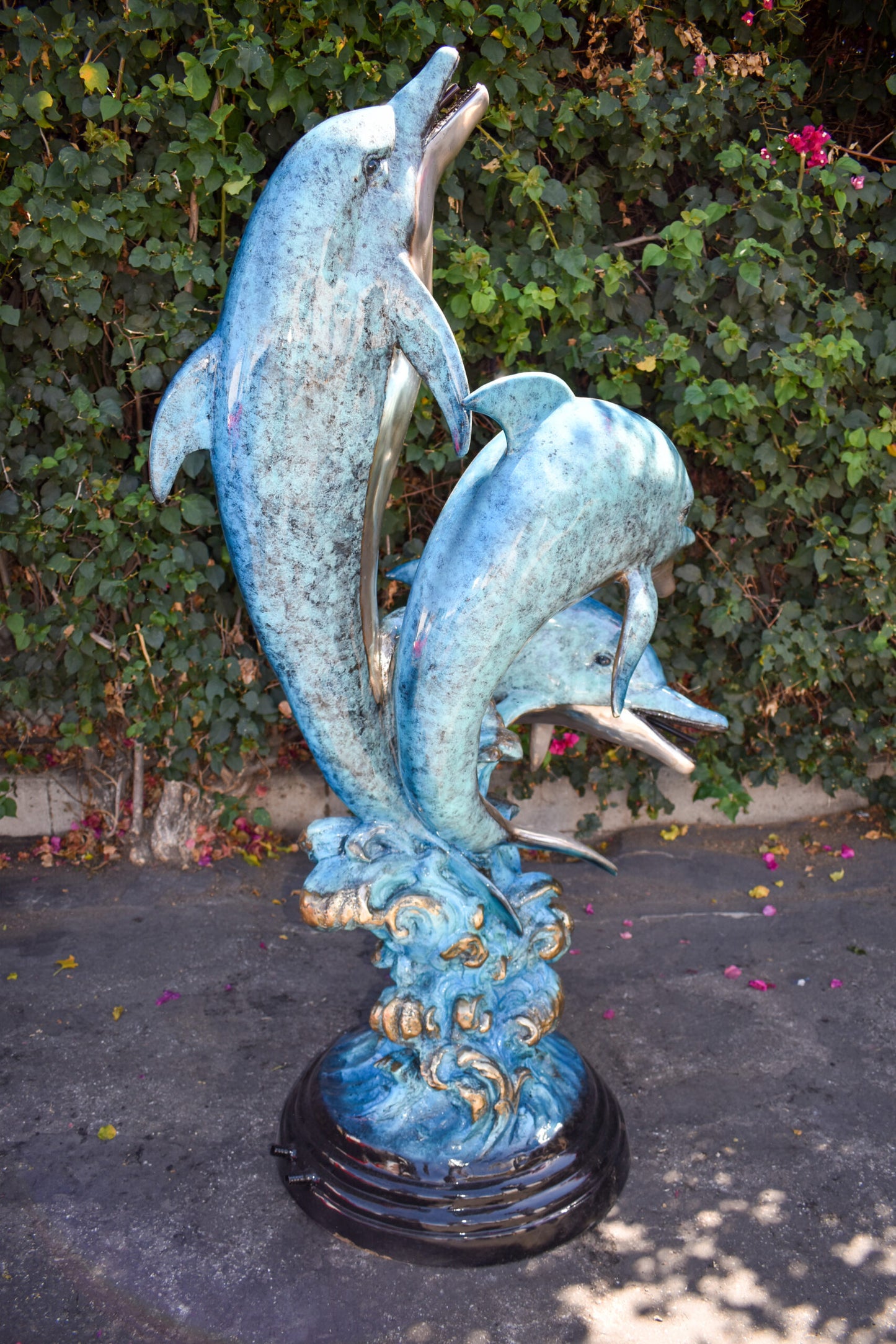 Pod Of Three Playful Dolphins on Waves Bronze Statue Fountain 40" x 30" x 74"H