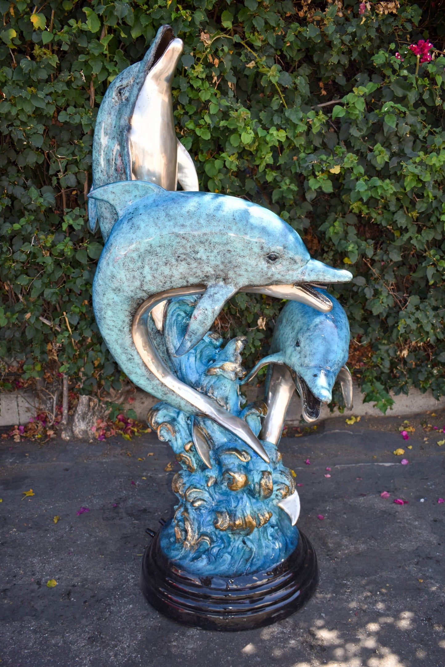Pod Of Three Playful Dolphins on Waves Bronze Statue Fountain 40" x 30" x 74"H