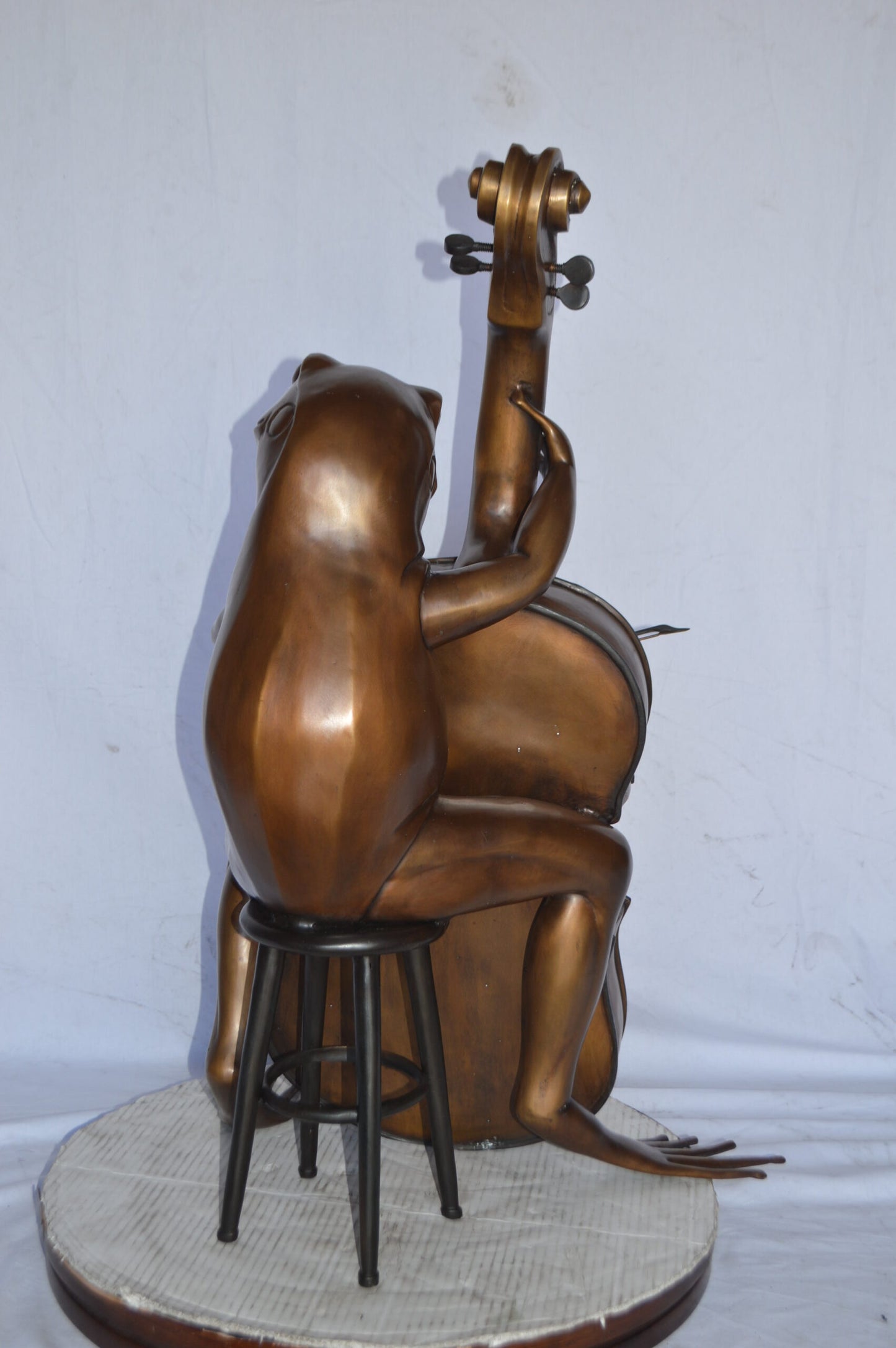 Frog Playing the Cello Bronze Statue - Size: 26"L x 18"W x 25"H.