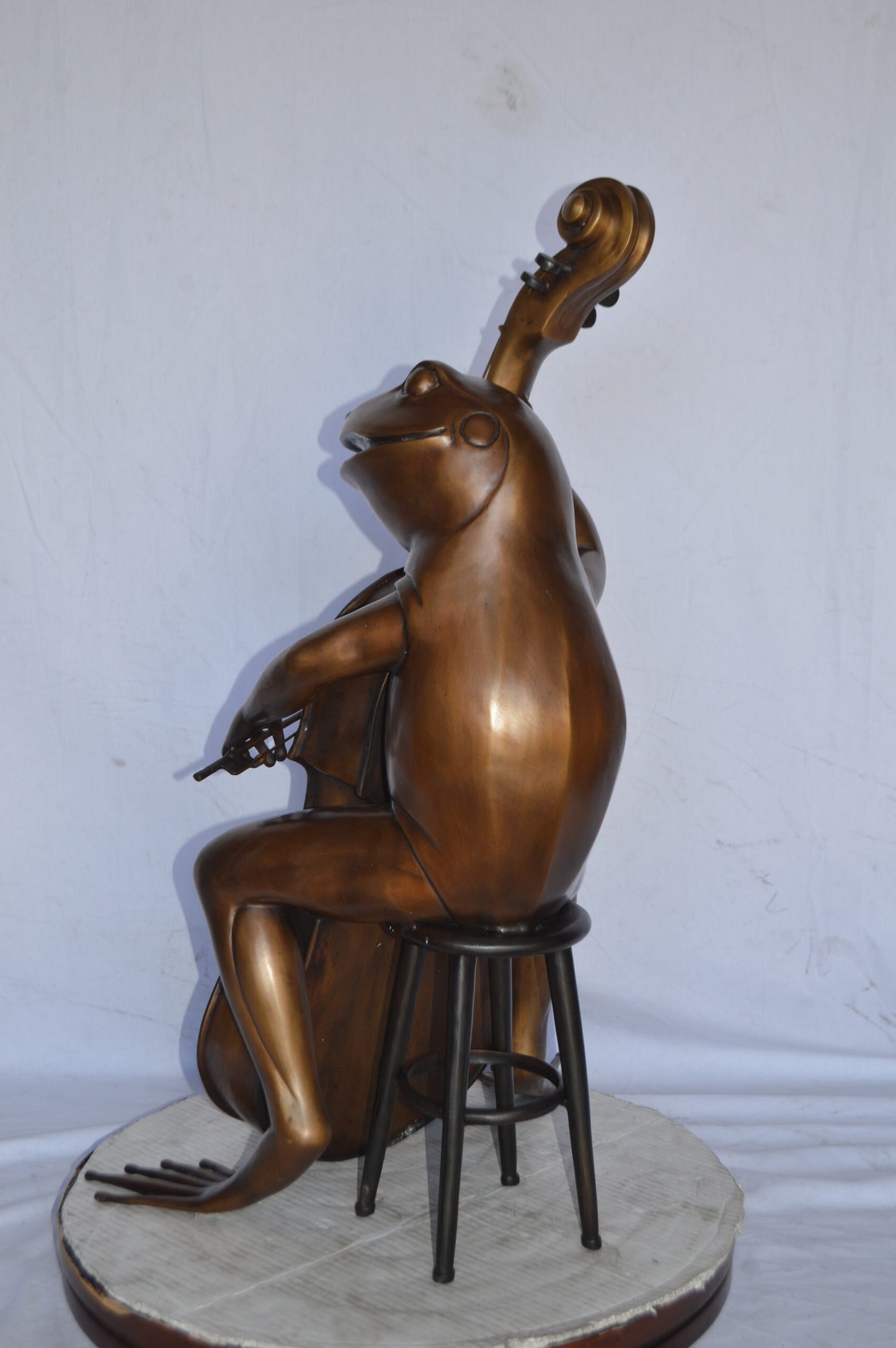Frog Playing the Cello Bronze Statue - Size: 26"L x 18"W x 25"H.