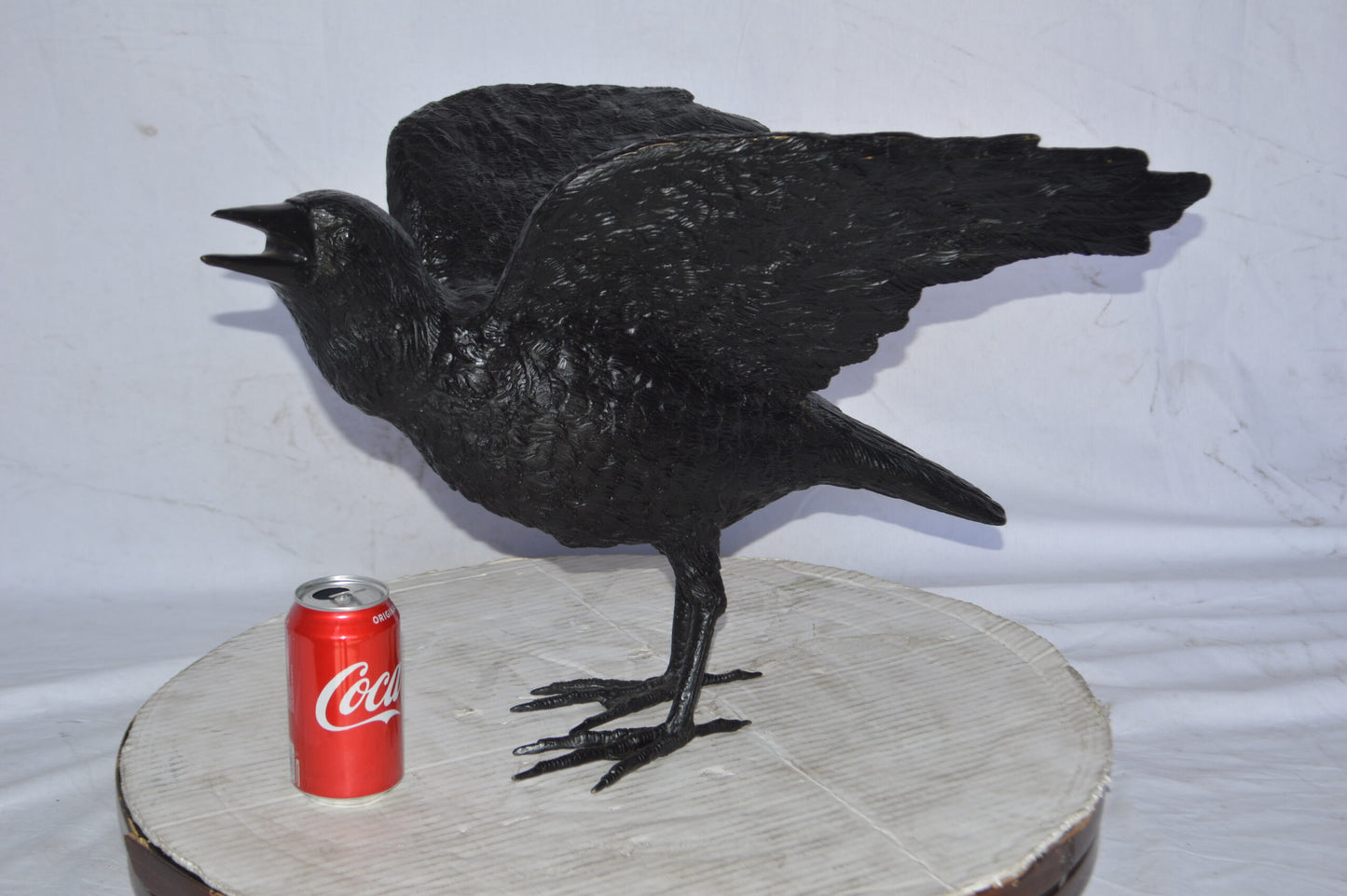 Raven with Open Wings Bronze Statue - Size: 16"L x 25"W x 15"H.
