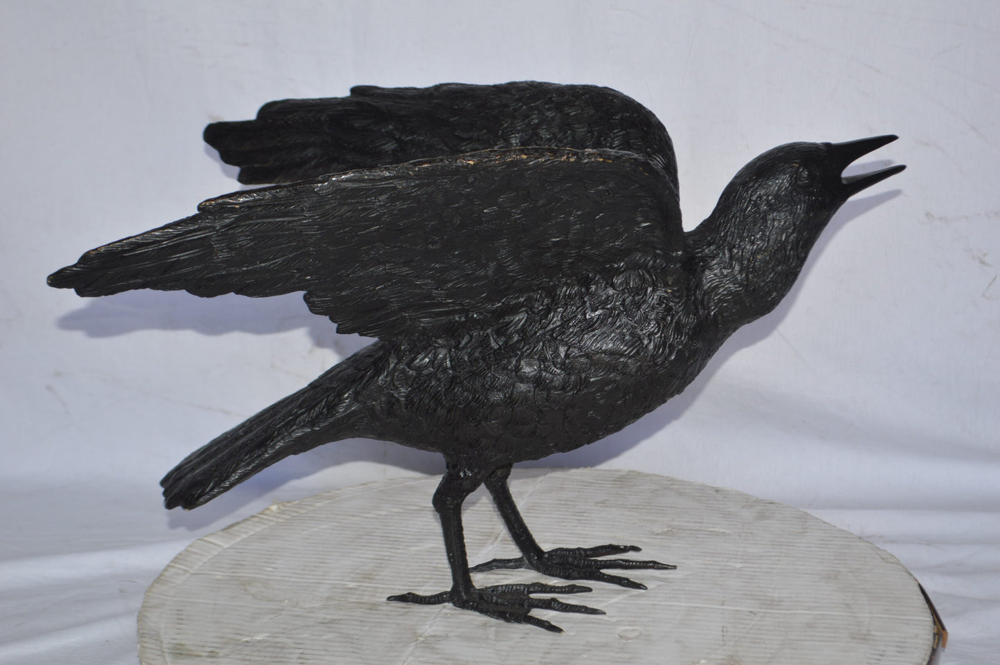 Raven with Open Wings Bronze Statue - Size: 16"L x 25"W x 15"H.