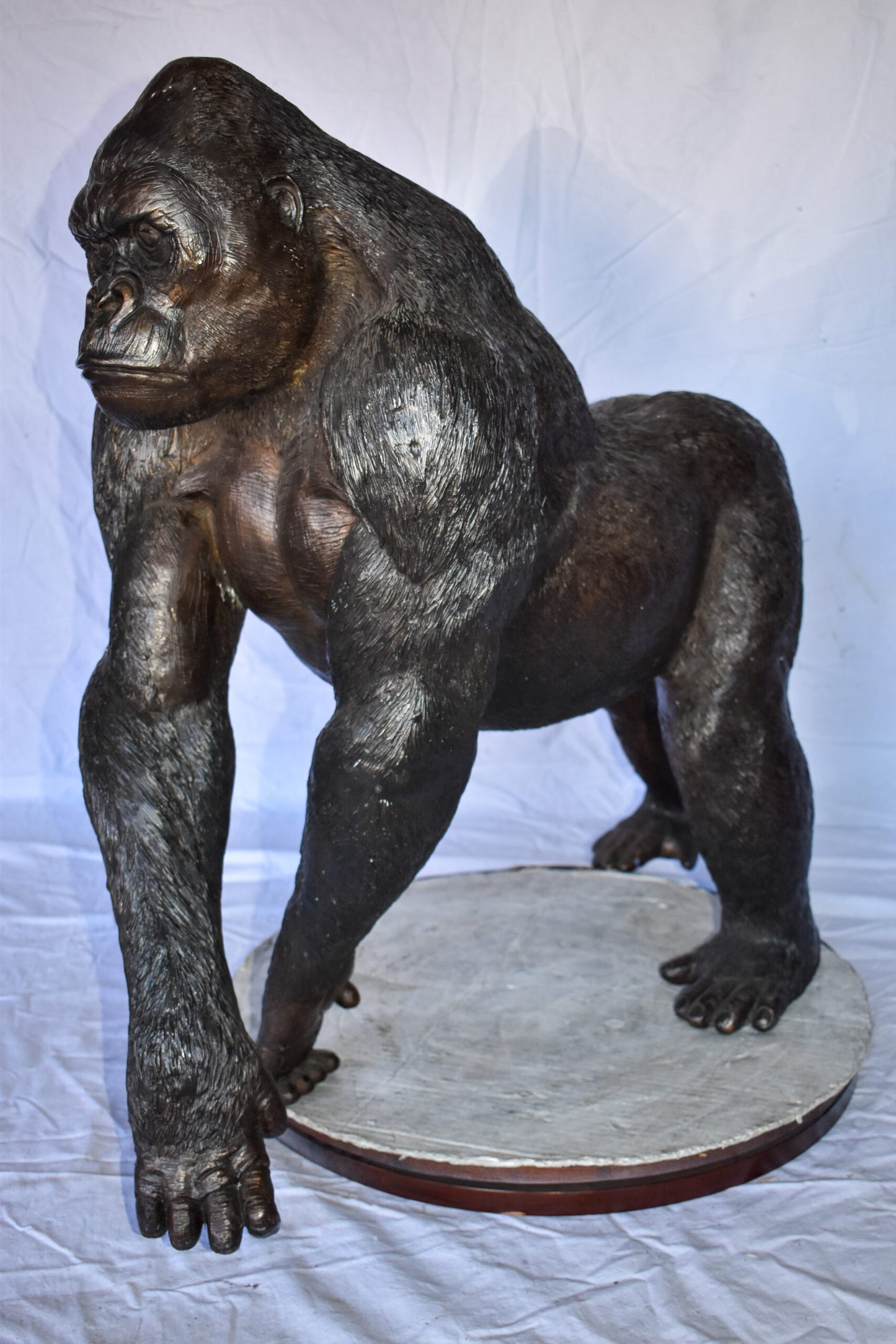 Gorilla Walking Detailed and Impressive Bronze Statue Size: 38" x 15" x 33"H