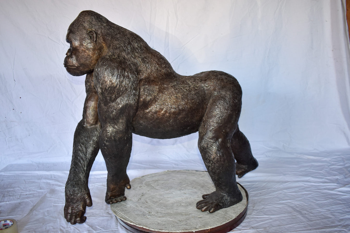 Gorilla Walking Detailed and Impressive Bronze Statue Size: 38" x 15" x 33"H