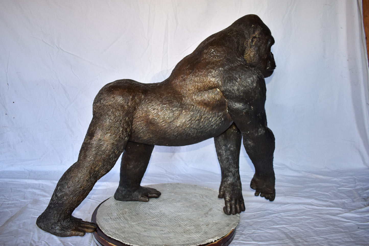 Gorilla Walking Detailed and Impressive Bronze Statue Size: 38" x 15" x 33"H