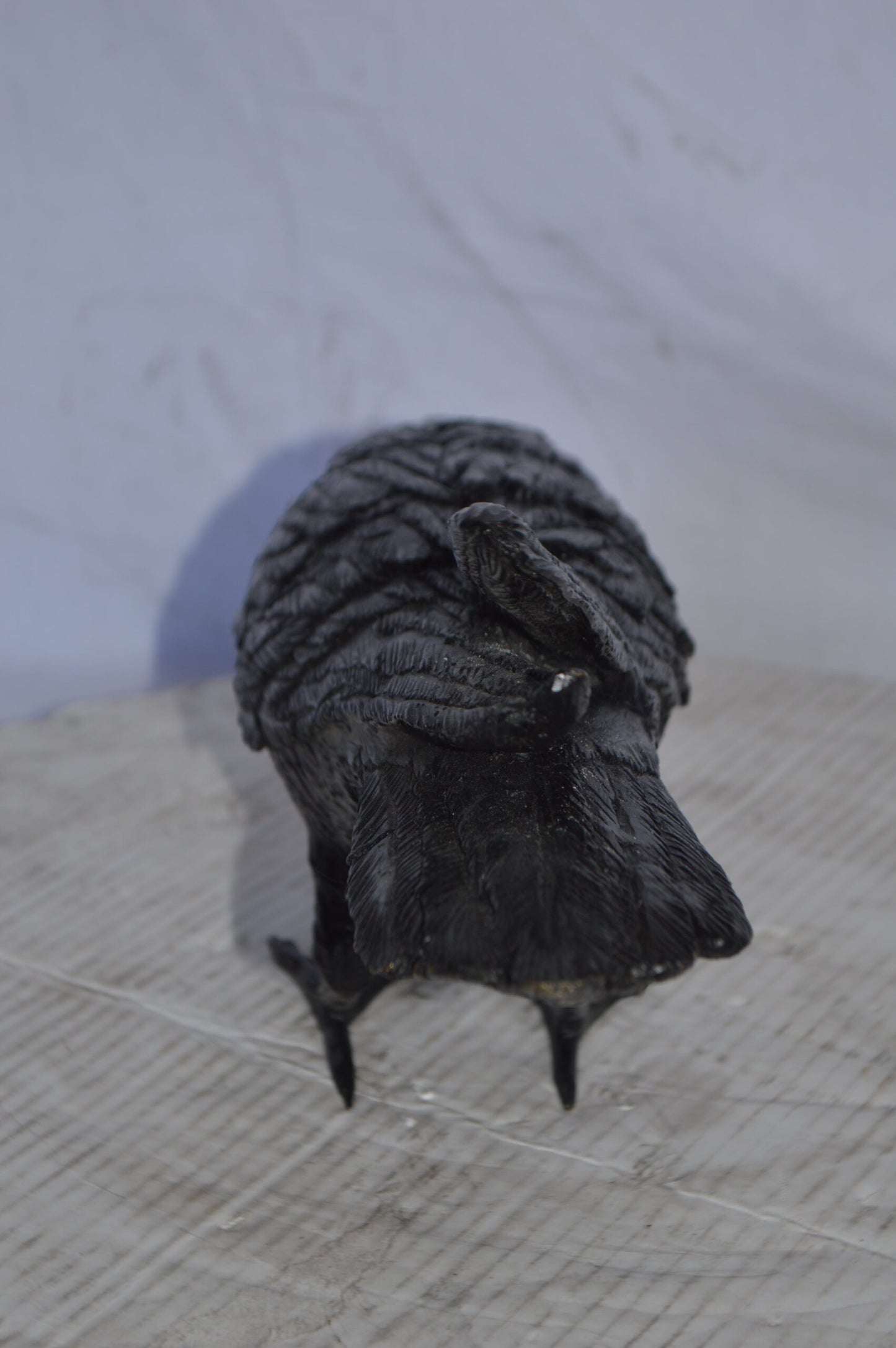 Raven with his head down Bronze Statue - Size: 22"L x 6"W x 11"H.