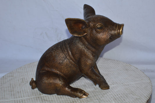 Pig – Piglet Bronze Statue - Size: 14"L x 10"W x 12"H.