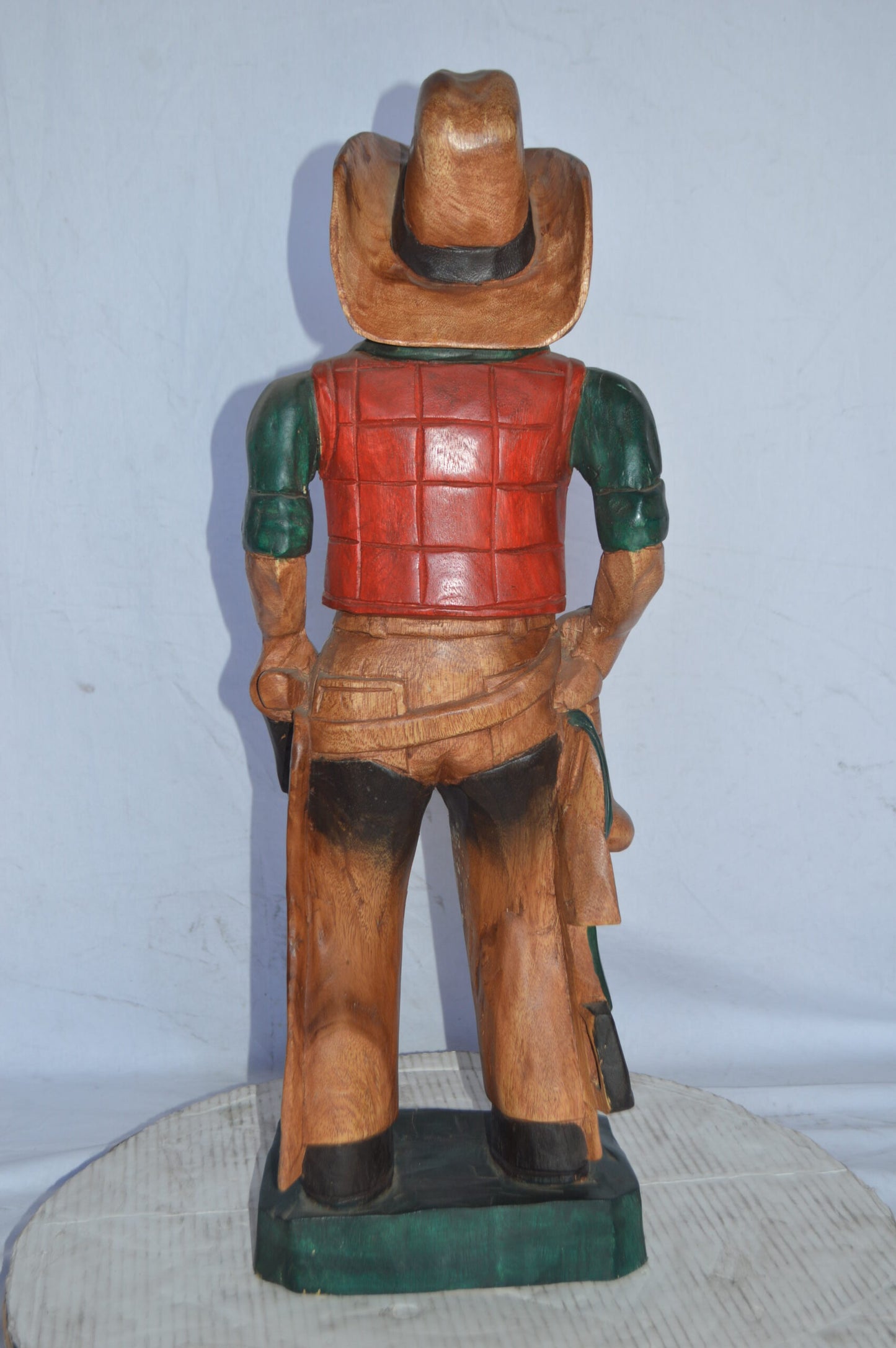 Cowboy Made of Wood Statue - Medium - Size: 8"L x 10"W x 30"H.