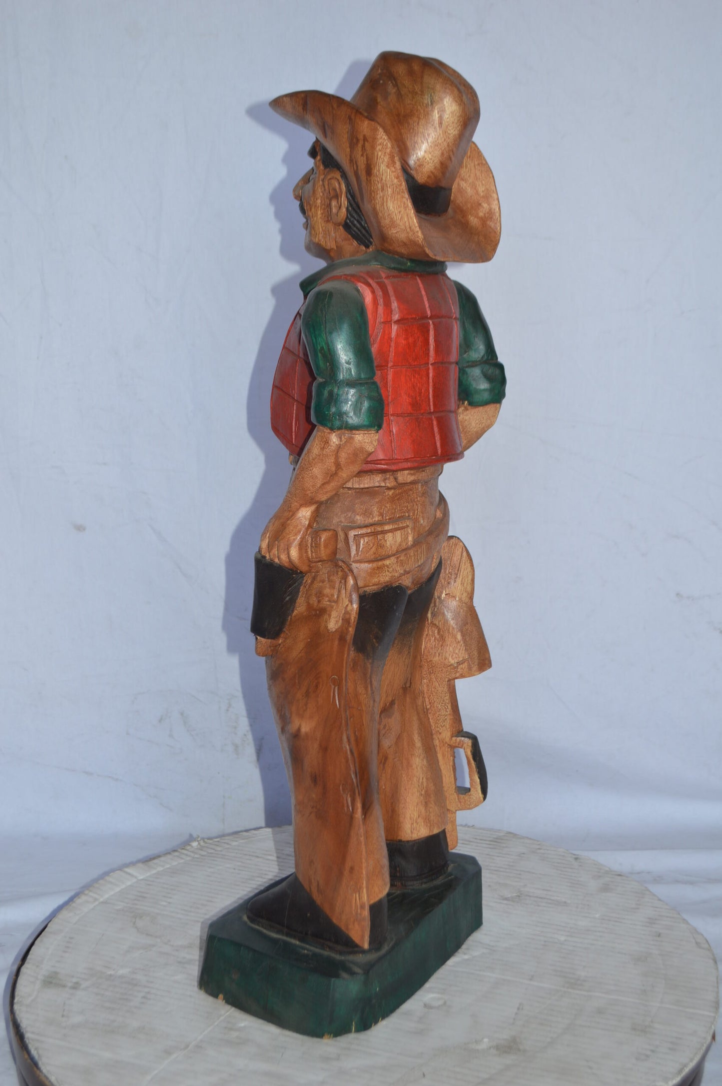 Cowboy Made of Wood Statue - Medium - Size: 8"L x 10"W x 30"H.