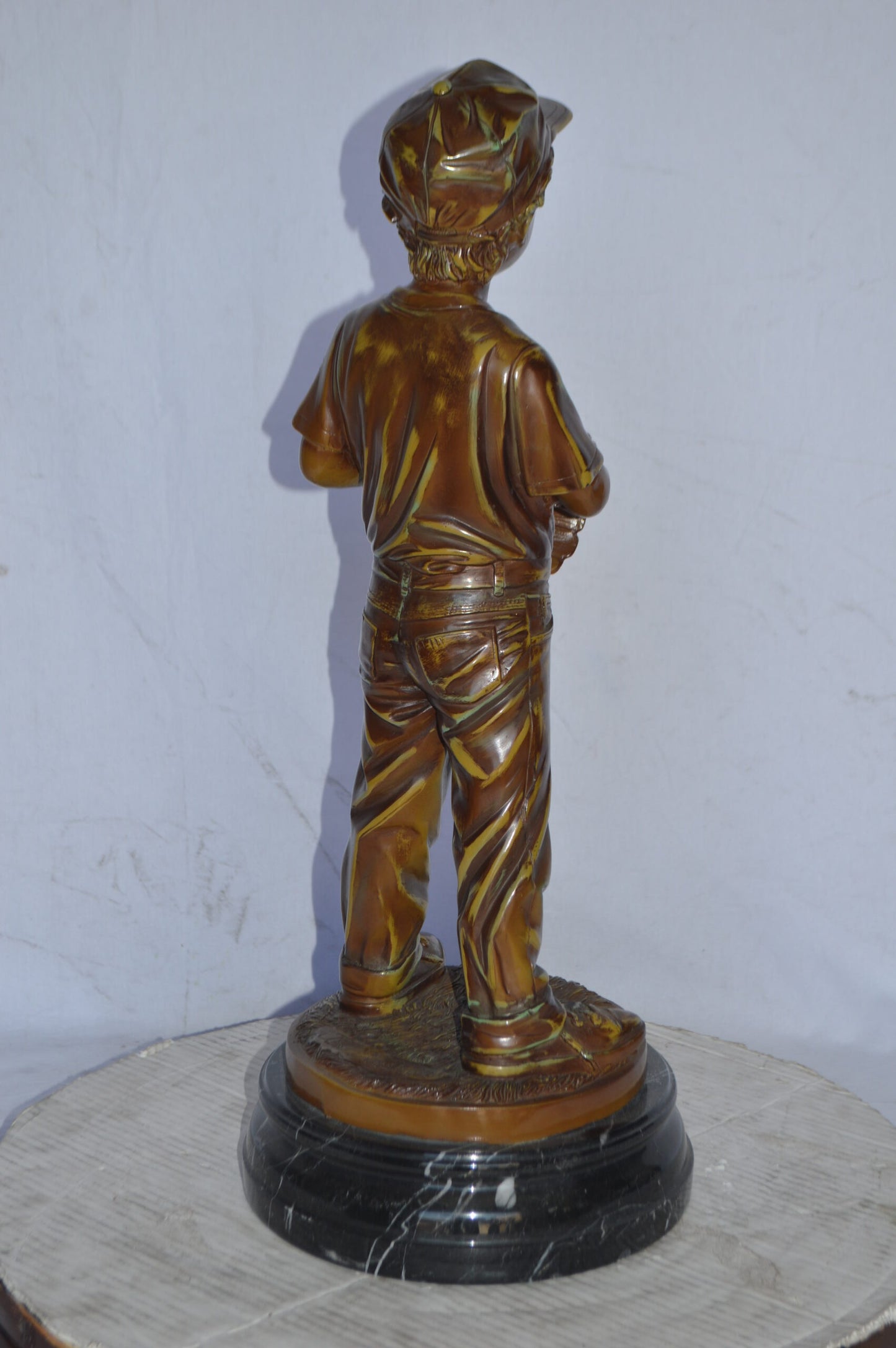 Young Baseball Pitcher Bronze Statue - Size: 12"L x 12"W x 28"H.