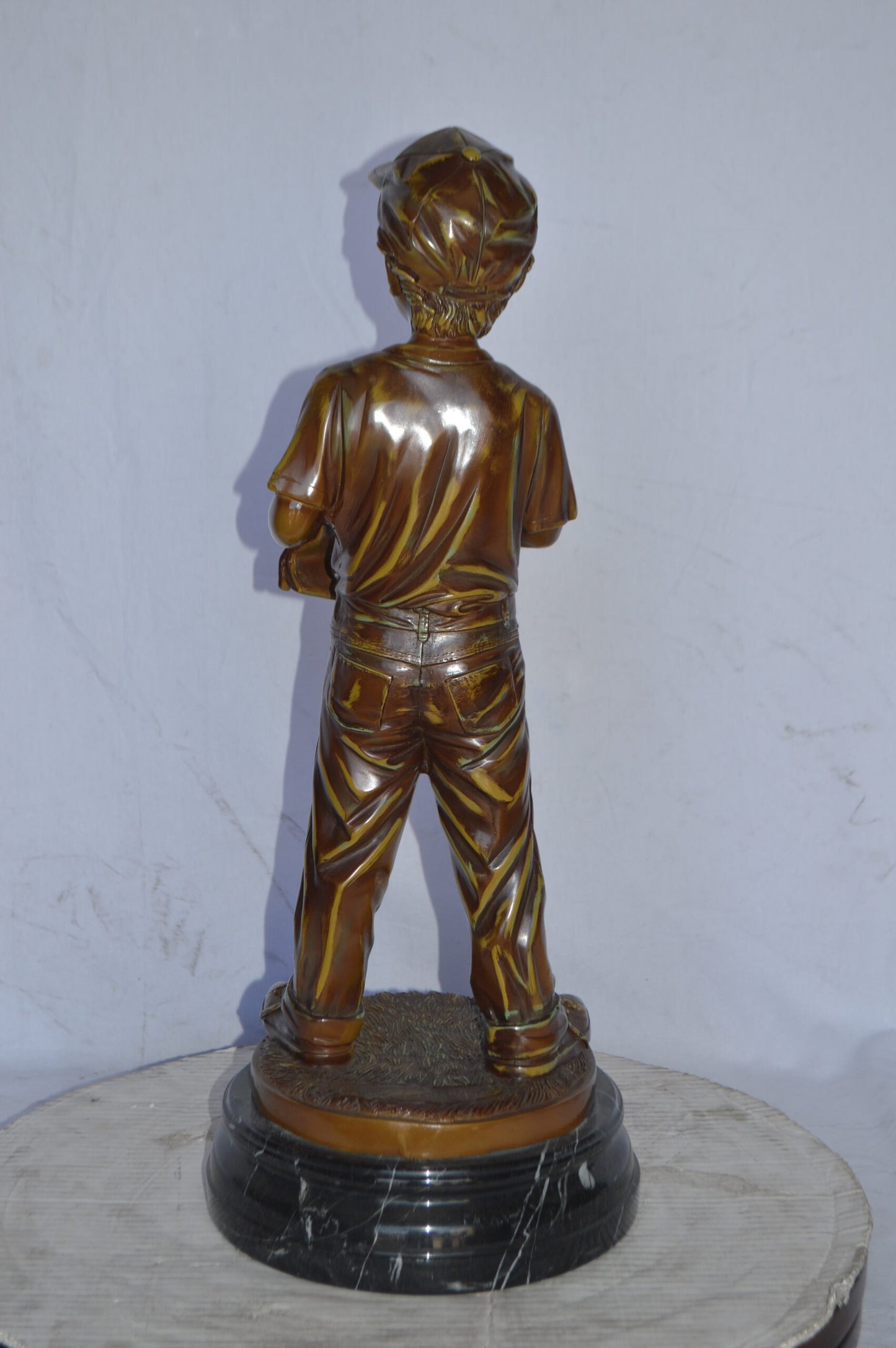Young Baseball Pitcher Bronze Statue - Size: 12"L x 12"W x 28"H.