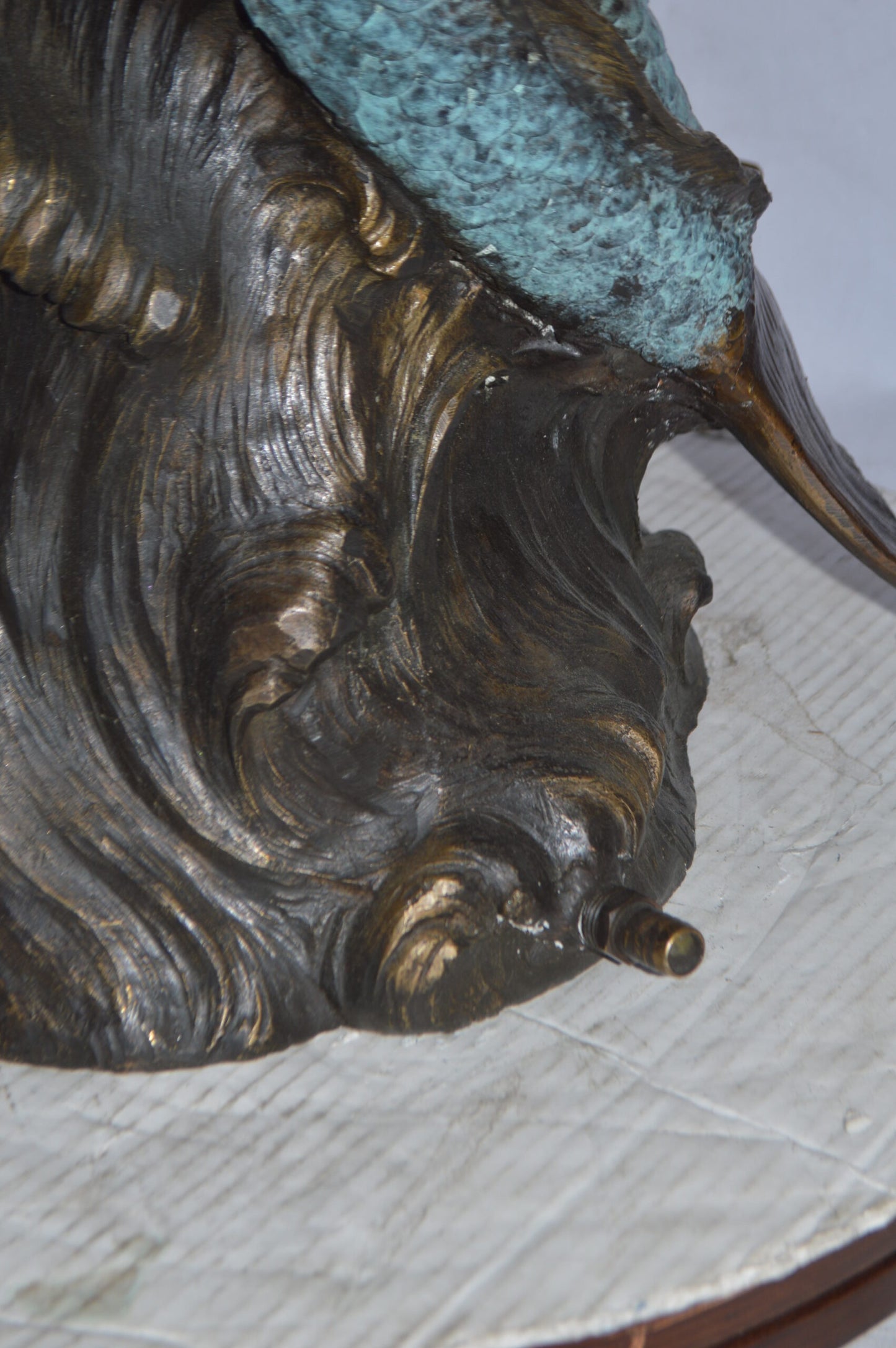 Mermaid with Two Dolphins Bronze Fountain Art Nude - Size: 26"L x 22"W x 43"H.