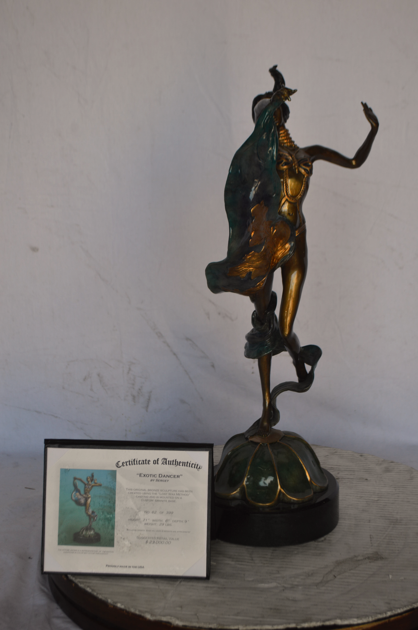 Exotic Dancer Bronze Statue Sergey Kazaryn Original - Size: 11"L x 8"W x 24"H.