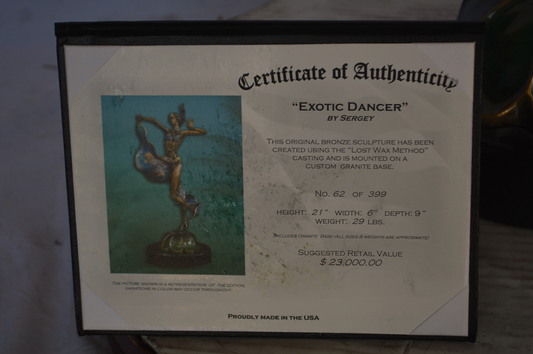 Exotic Dancer Bronze Statue Sergey Kazaryn Original - Size: 11"L x 8"W x 24"H.