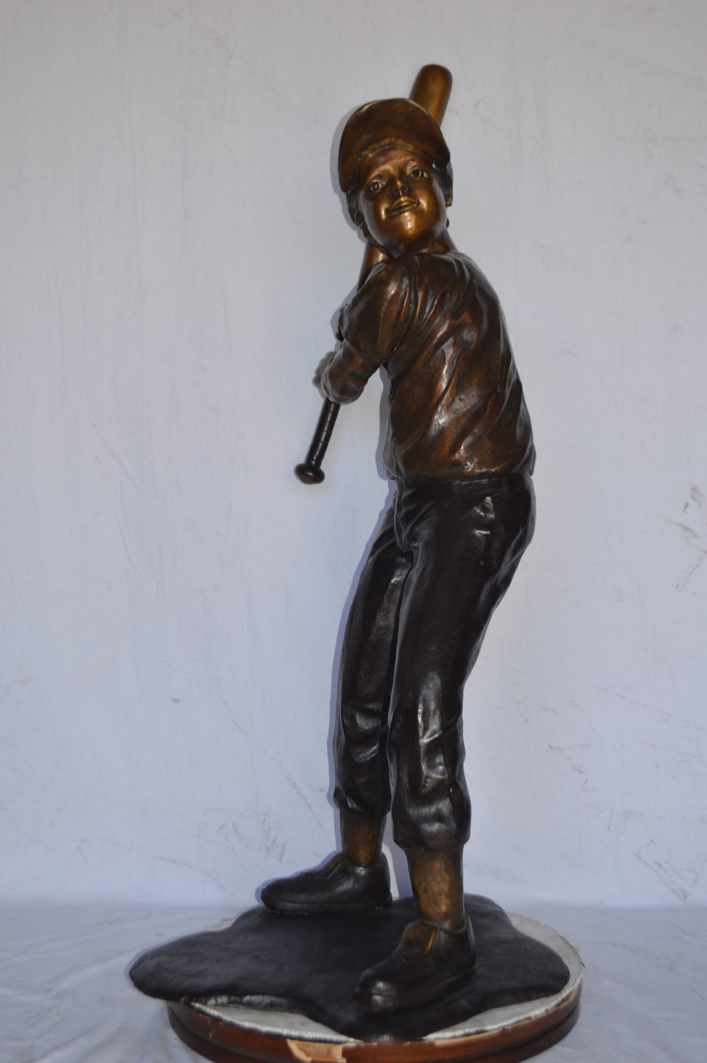 Baseball batter in Action Bronze Statue - Size: 28"L x 24"W x 57"H.