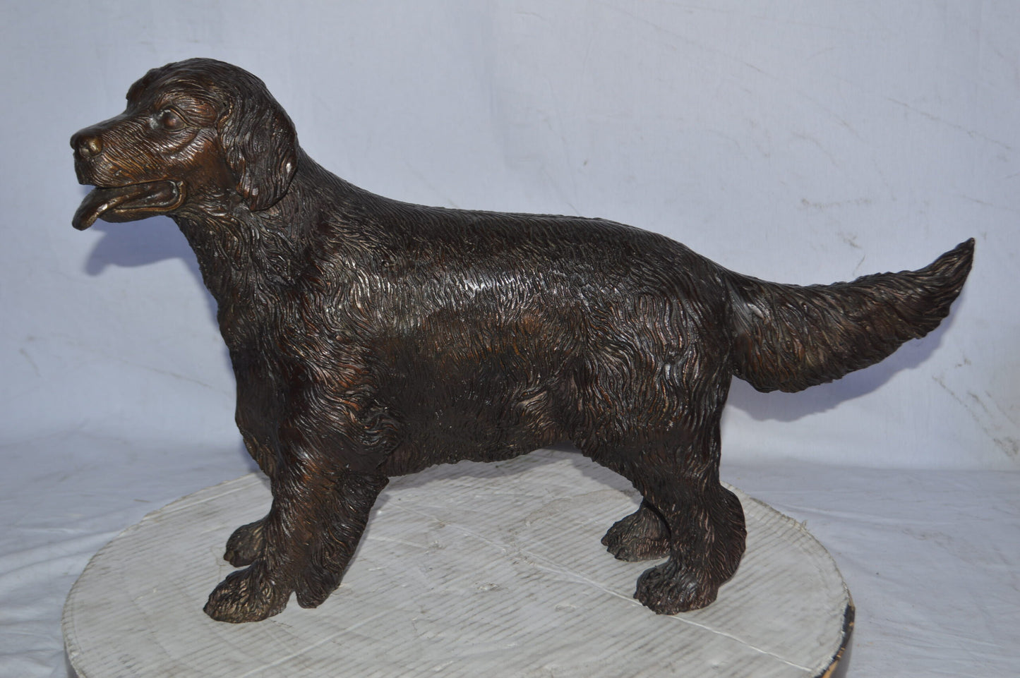 Golden Retriever dog bronze statue - Size: 26"L x 7"W x 16"H.