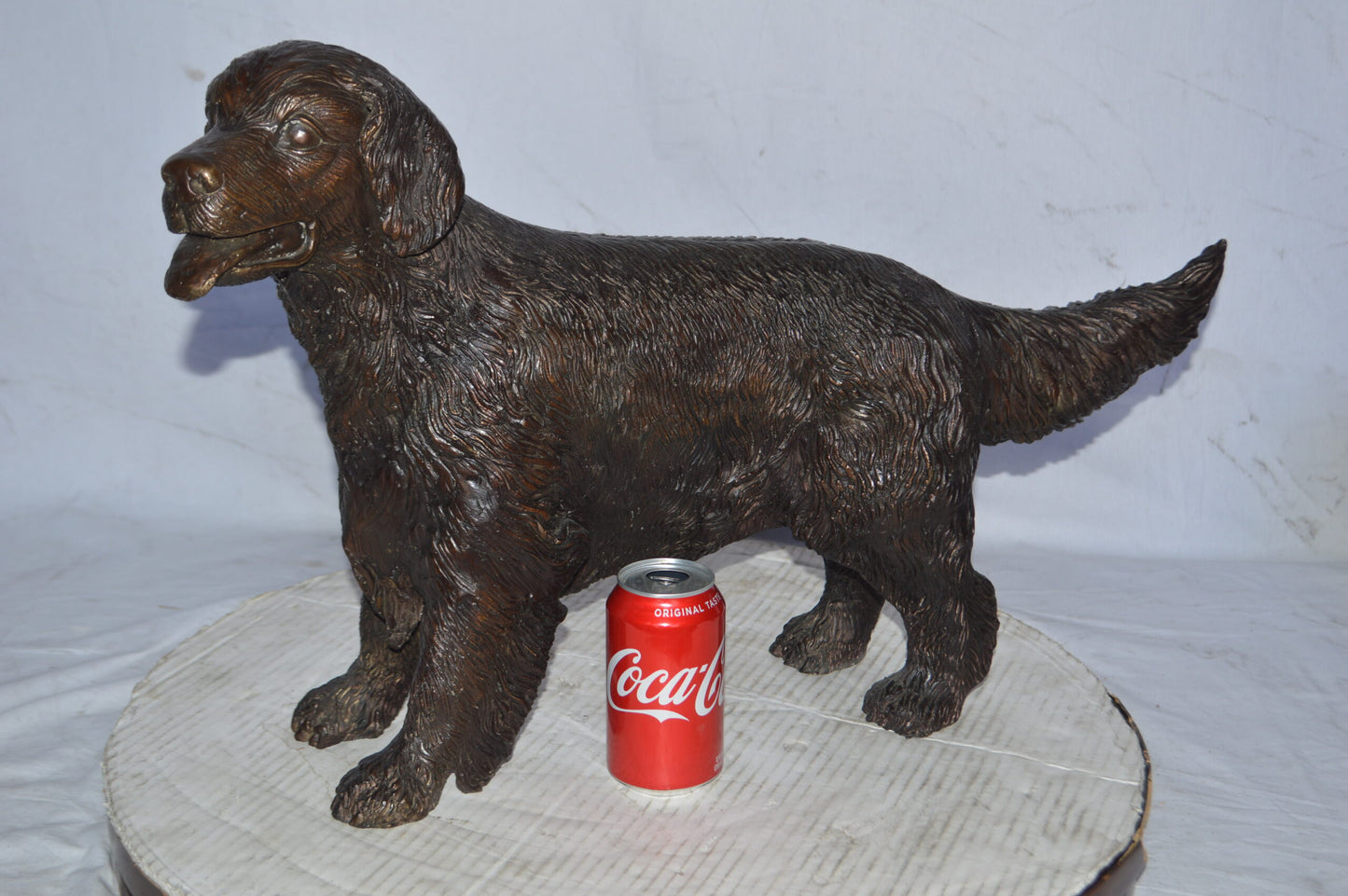 Golden Retriever dog bronze statue - Size: 26"L x 7"W x 16"H.