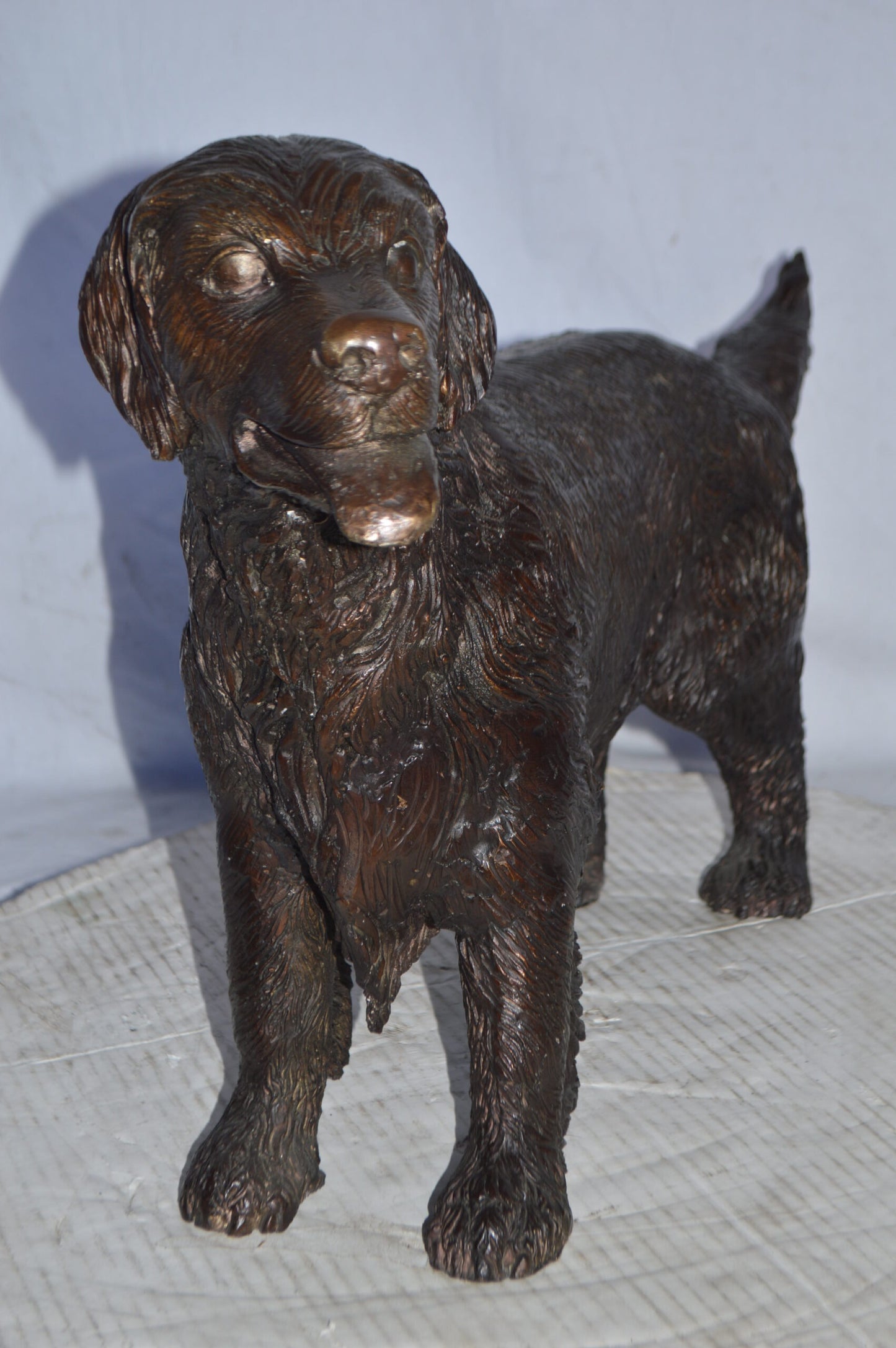 Golden Retriever dog bronze statue - Size: 26"L x 7"W x 16"H.