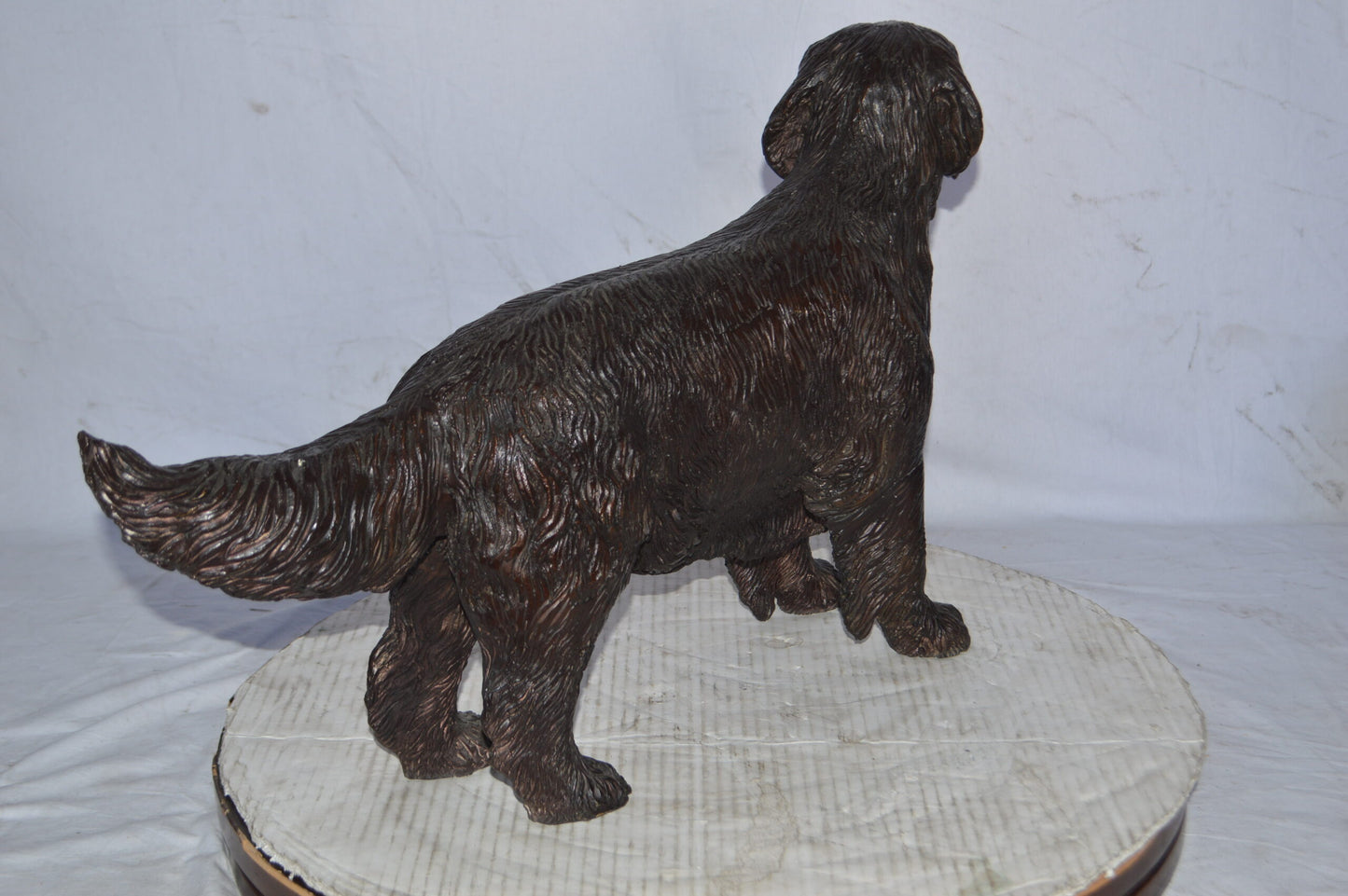 Golden Retriever dog bronze statue - Size: 26"L x 7"W x 16"H.