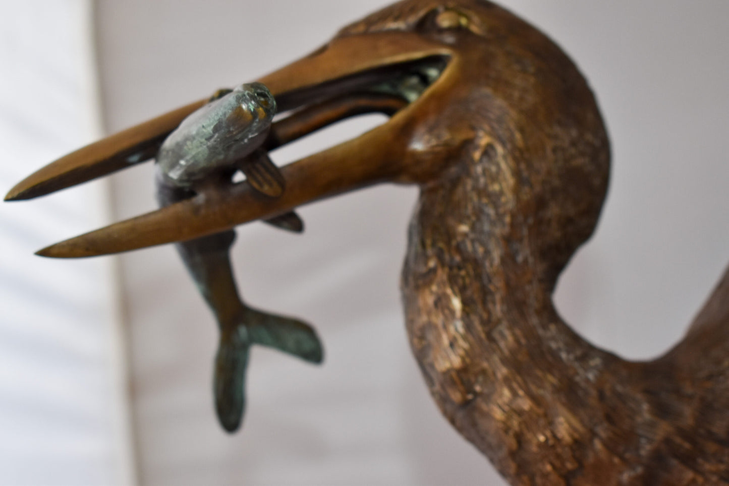 Heron With Prey Brown Patina Bronze Statue Fountain Size: 26" x 15" x 25"H