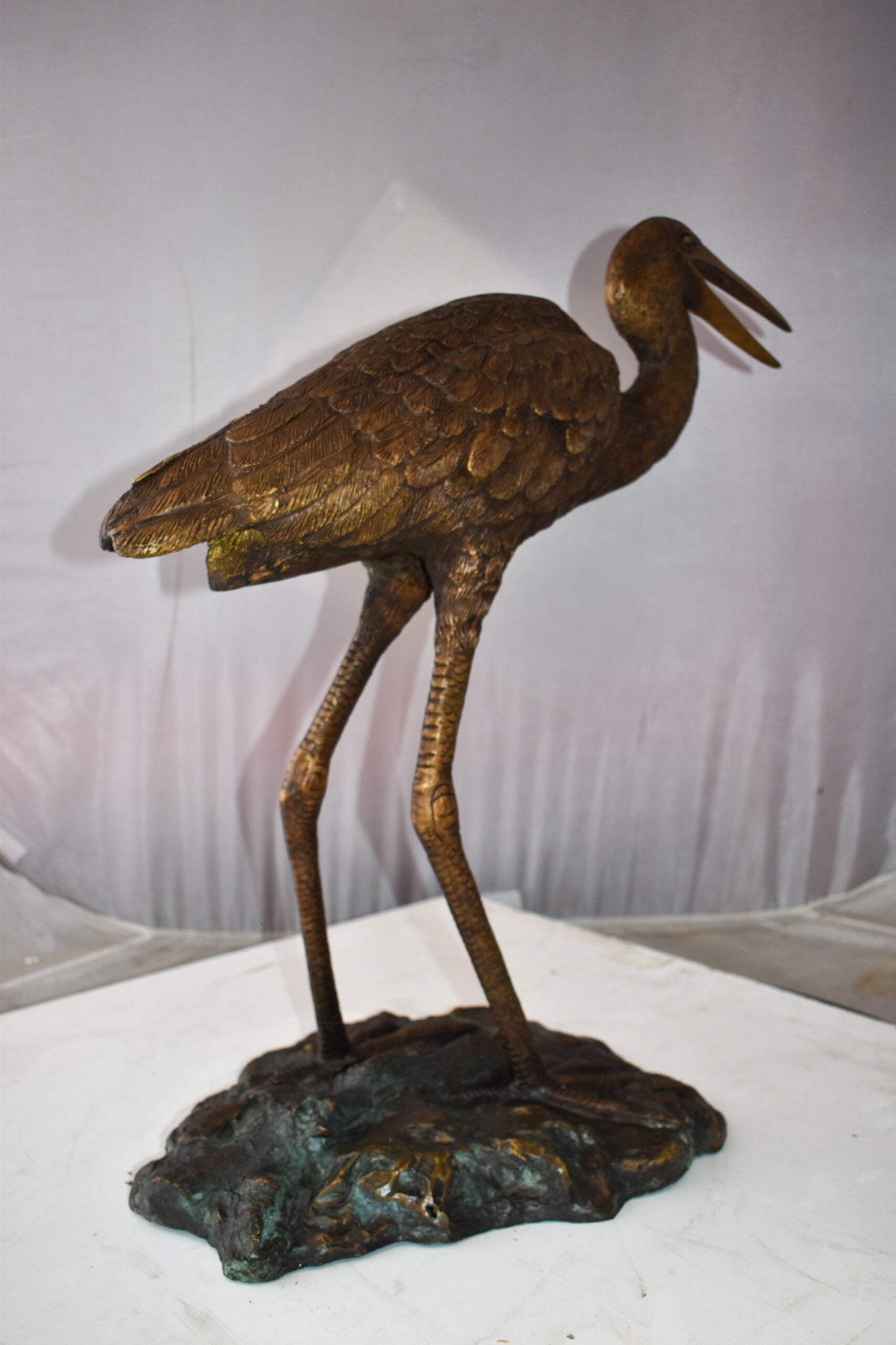 Great Blue Heron Brown Patina Bronze Statue Size: 25" x 15" x 25"H