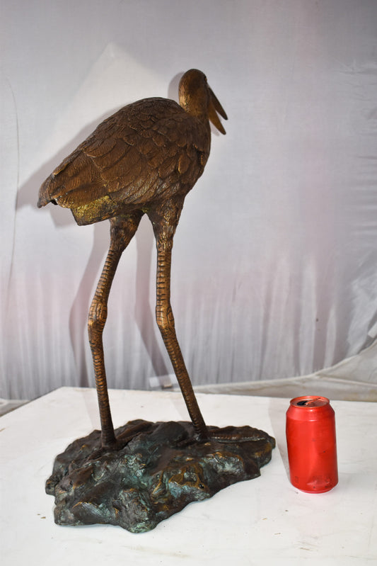 Great Blue Heron Brown Patina Bronze Statue Size: 25" x 15" x 25"H