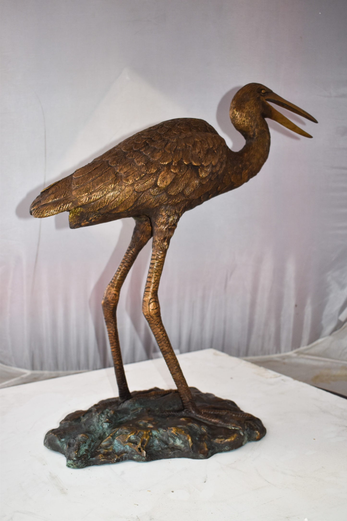 Great Blue Heron Brown Patina Bronze Statue Size: 25" x 15" x 25"H