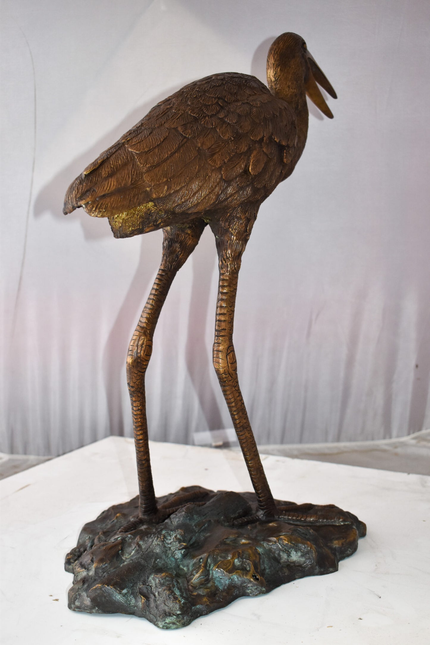 Great Blue Heron Brown Patina Bronze Statue Size: 25" x 15" x 25"H