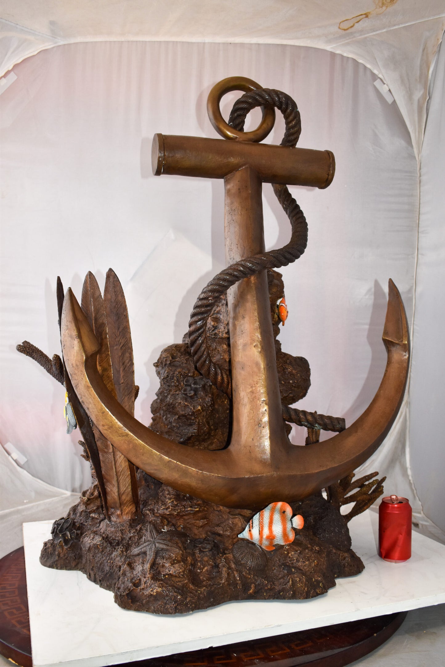 Anchor On Ocean Floor Among Fish Bronze Statue  Size: 32" x 27" x 41"H