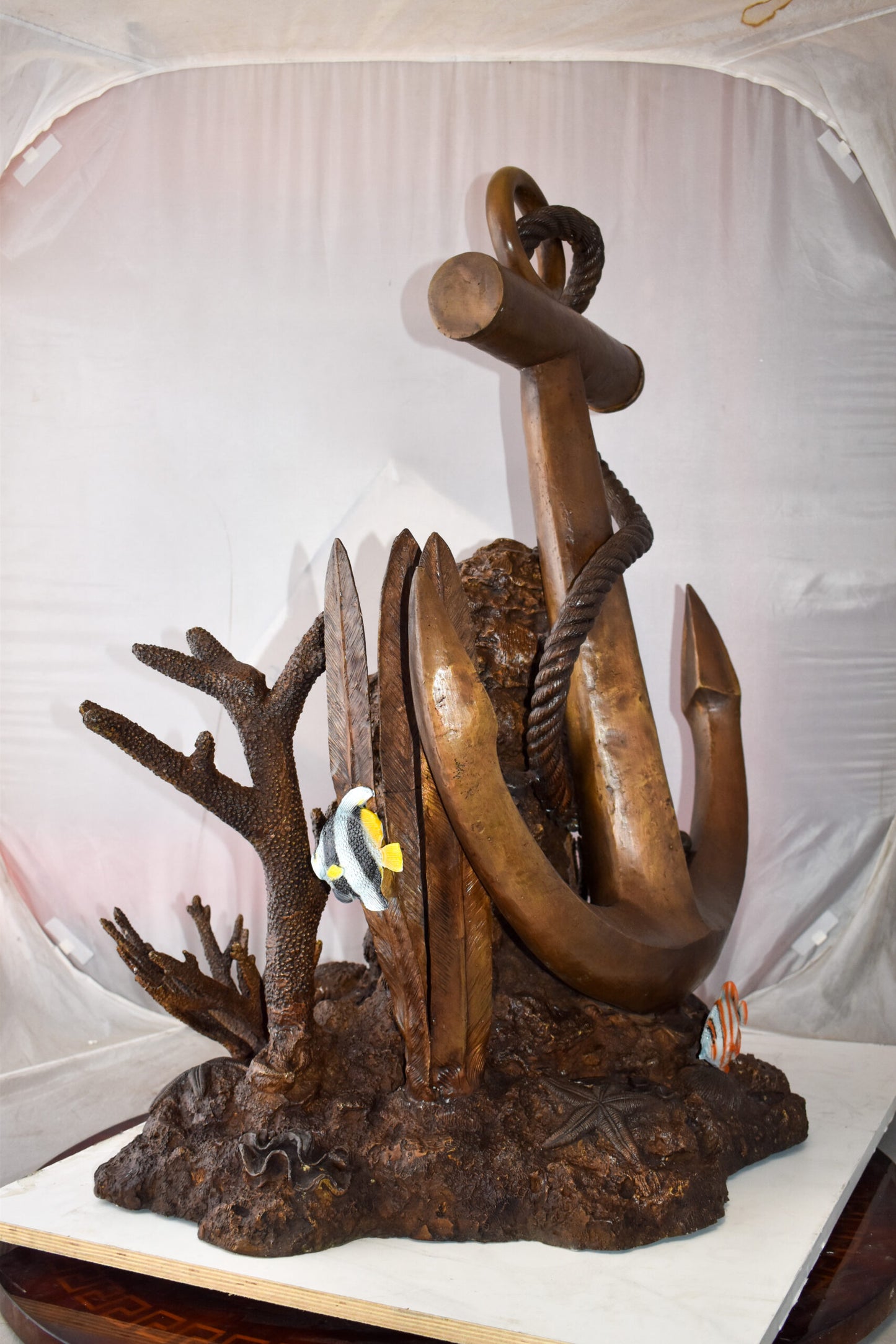Anchor On Ocean Floor Among Fish Bronze Statue  Size: 32" x 27" x 41"H