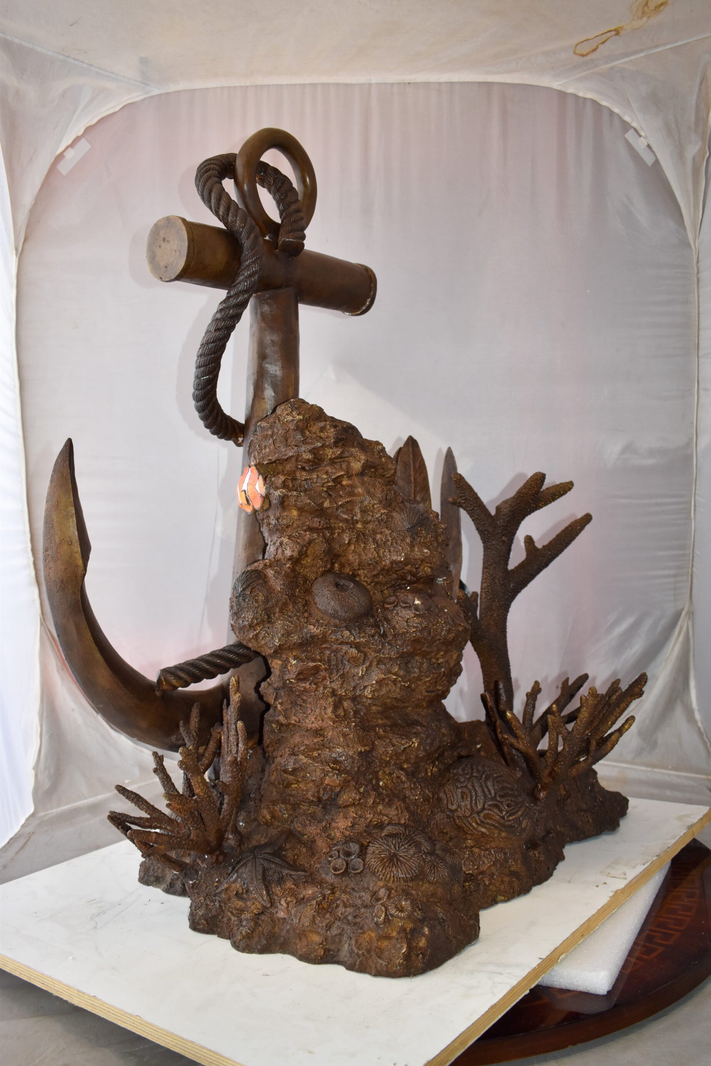 Anchor On Ocean Floor Among Fish Bronze Statue  Size: 32" x 27" x 41"H