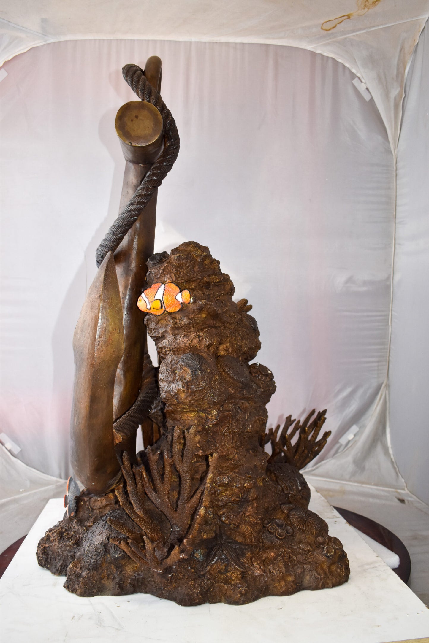 Anchor On Ocean Floor Among Fish Bronze Statue  Size: 32" x 27" x 41"H