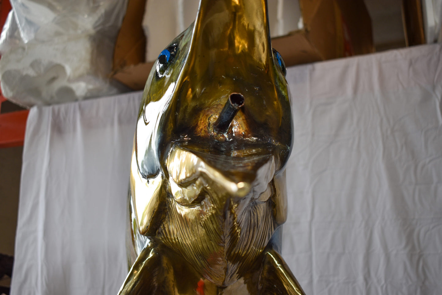 Giant Colored Marlin Fish W 4 Jack Fish Bronze Statue Fountain 85" x 30" x 90"H