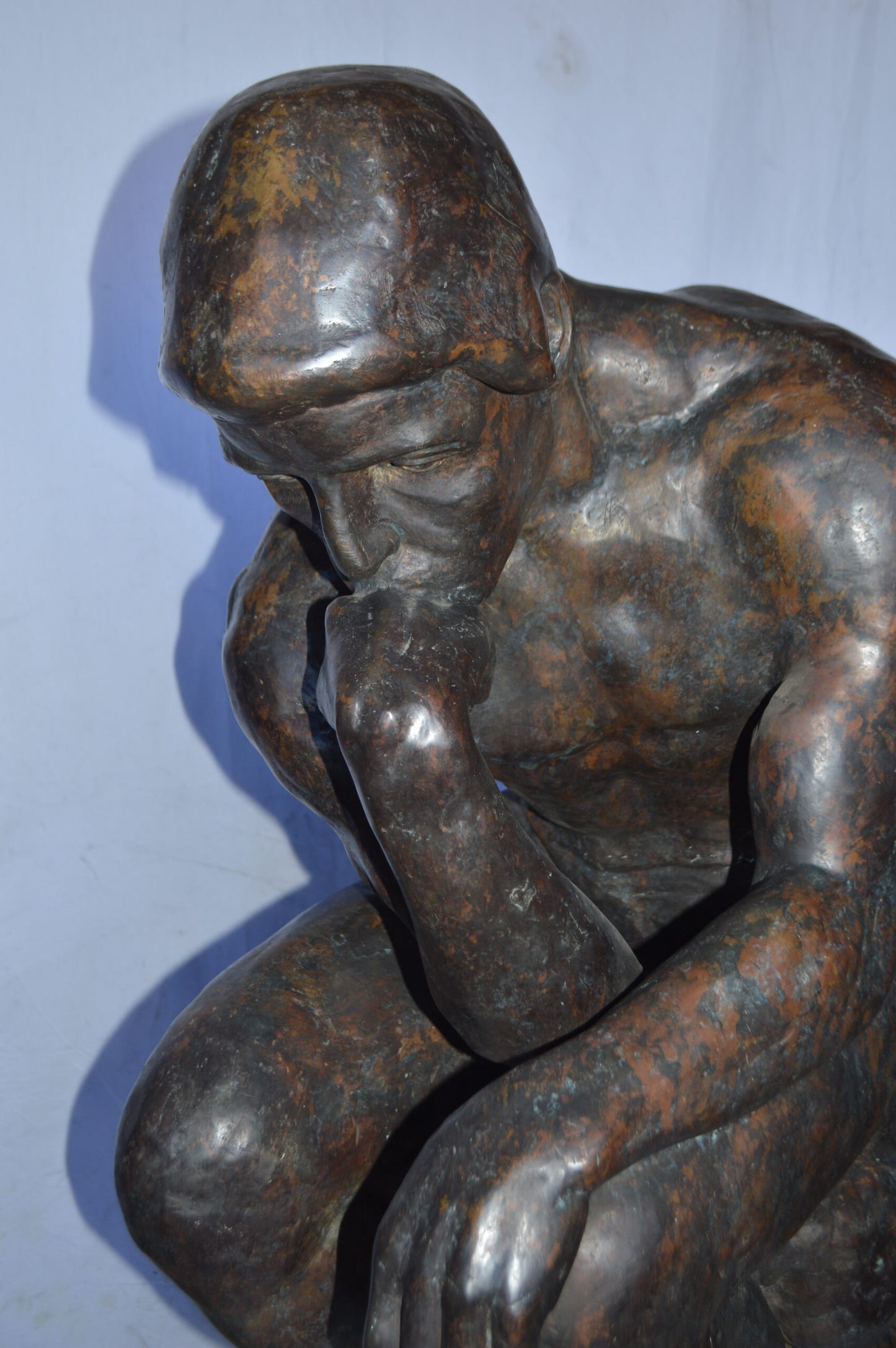 The Thinker Large Bronze Statue Rodin Replica - Size: 37"L x 21"W x 48"H.