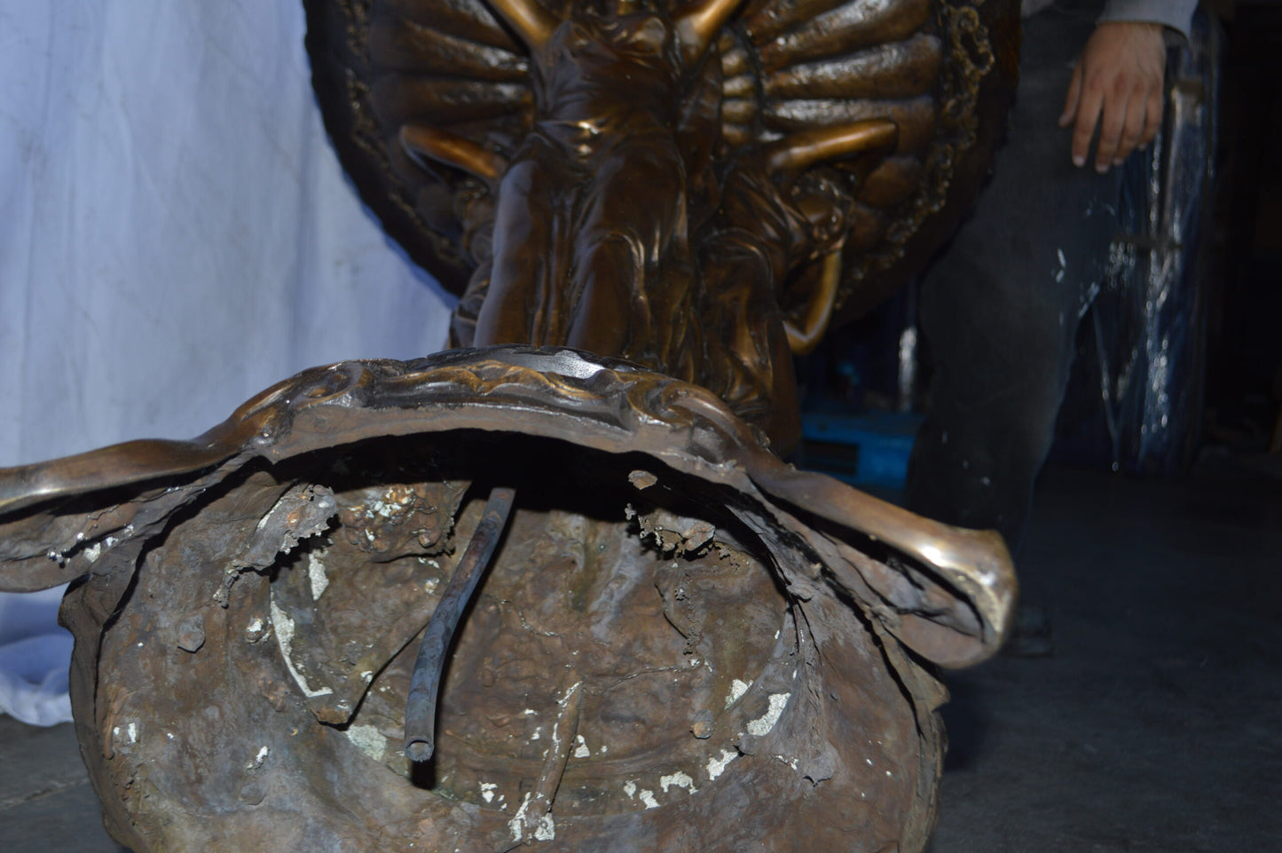 Large bronze water fountain with girls and birds - Size: 28"L x 28"W x 65"H.